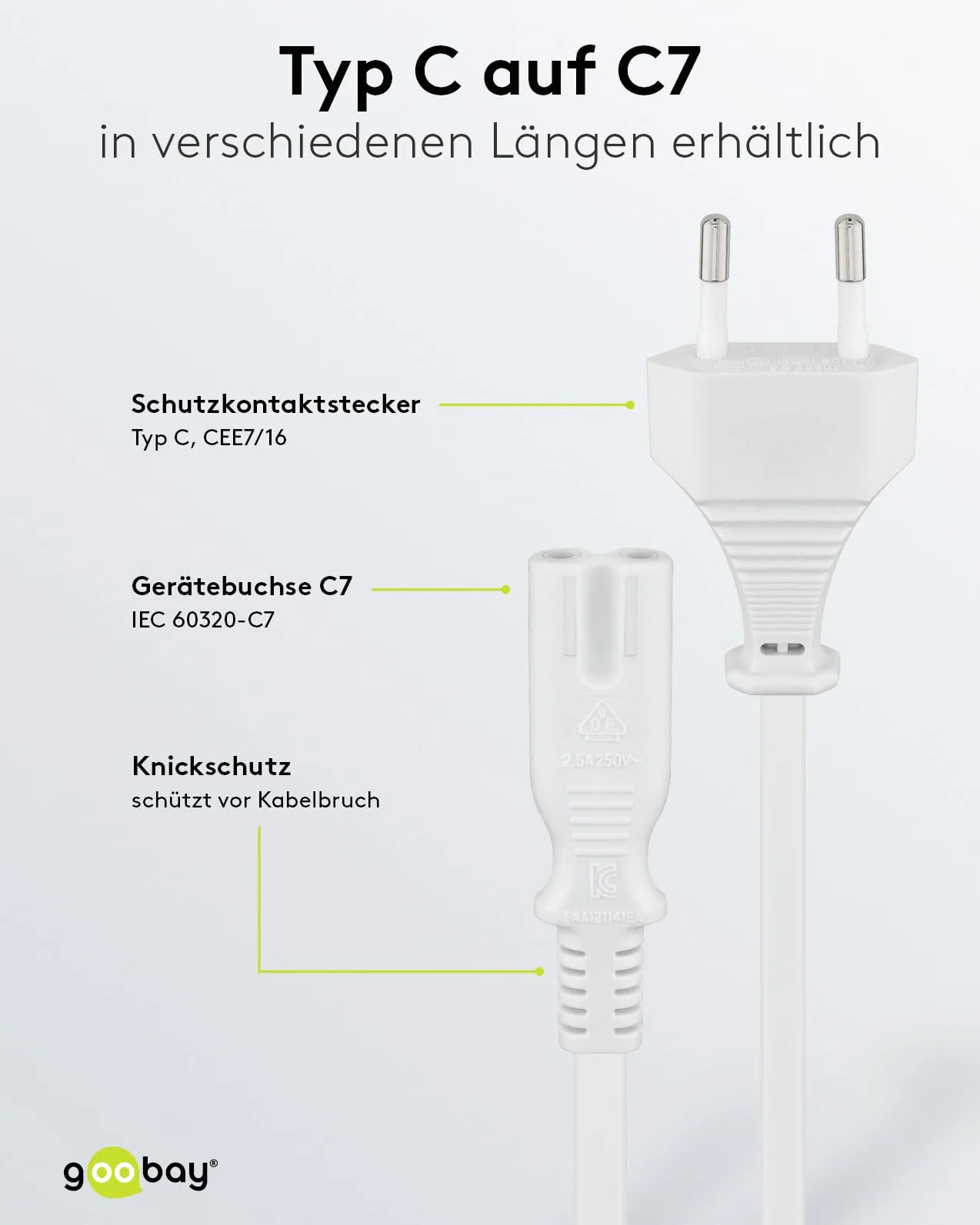 Goobay 93988 Kabel Sieciowy, Biały, 5 m