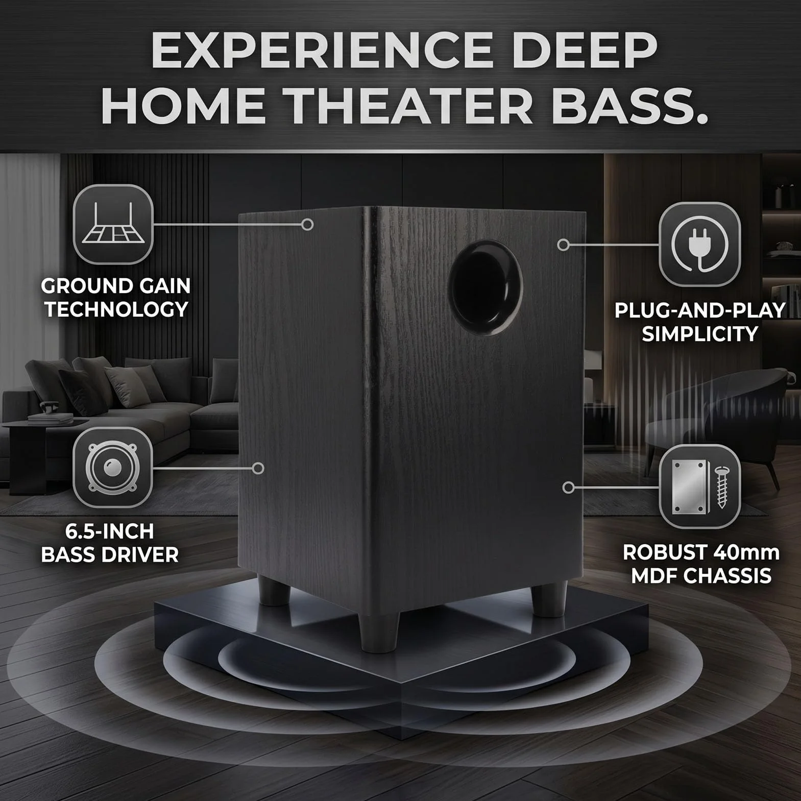 6,5-calowy Pasywny Subwoofer o Mocy 100 W do Kina Domowego, Niezależny Stojący Głośnik Niskotonowy z Głębokim Basem i niską częstotliwością, do Wzmacniacza Amplitunera AV
