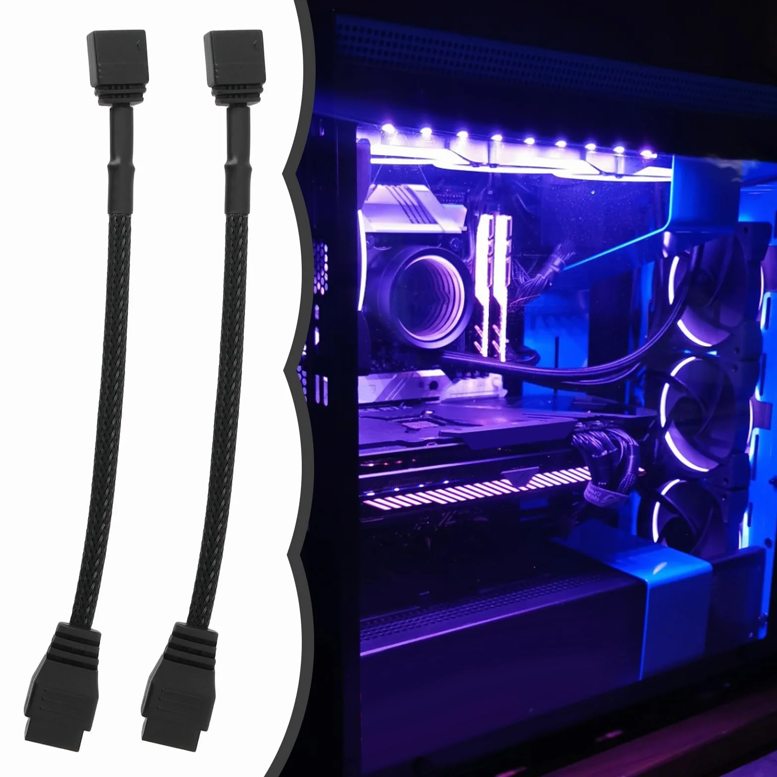 ECSiNG Adapter ARGB do płyty głównej, 3-pinowy na 4-pinowy, kabel 16,5 cm, kompatybilny z NZXT AER RGB i F120 RGB CORE