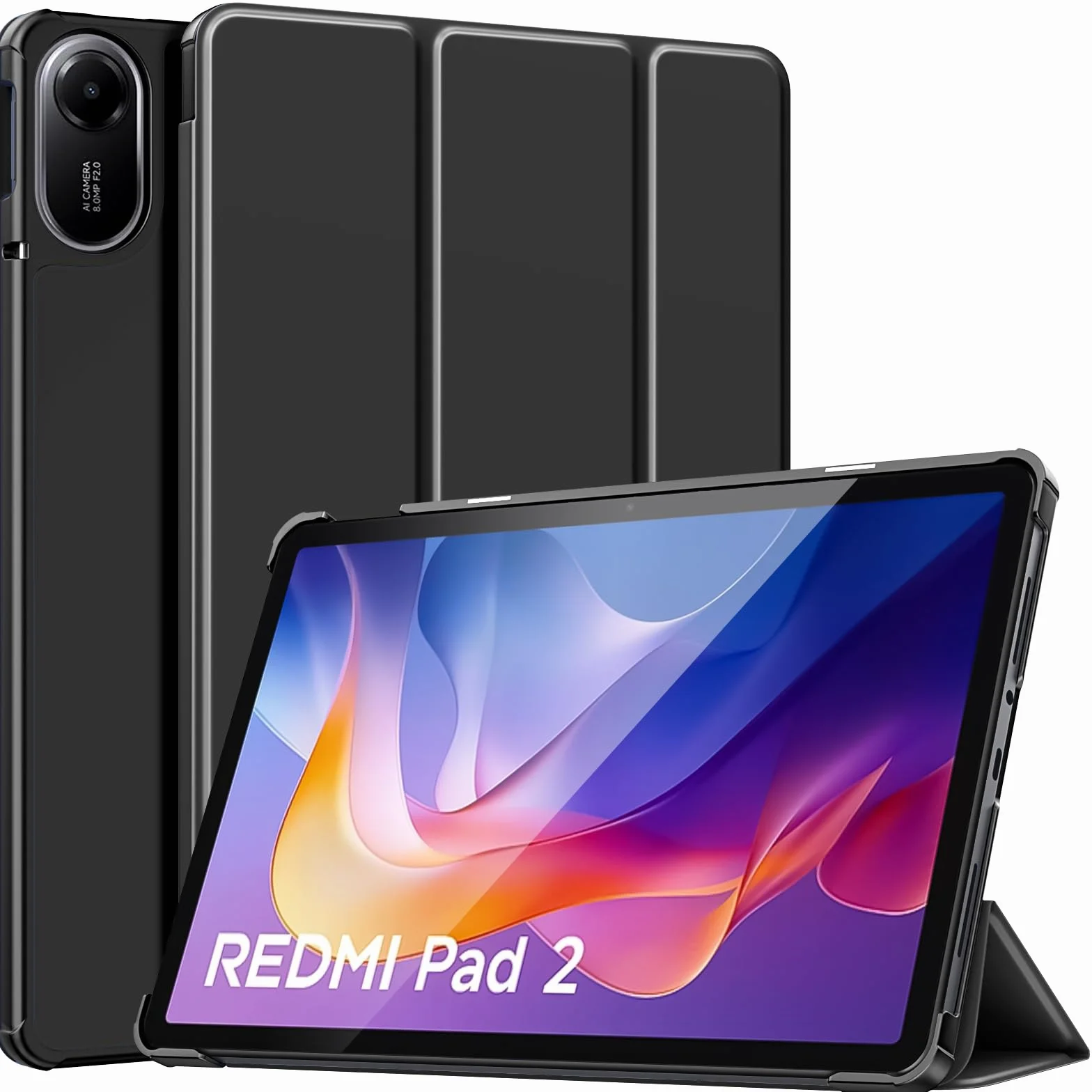 TiMOVO Etui na Xiaomi Redmi Pad 2 2025, smukła, podstawka, twarda obudowa ochronna, czarny