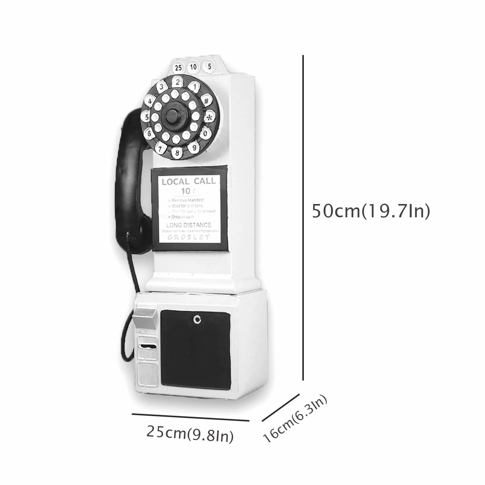 Czarny ścienny telefon w stylu vintage Kreatywny stary obrotowy telefon stacjonarny w stylu europejskim do domowego hotelu - Retro telefony stacjonarne Ozdoba z ruchomą słuchawką
