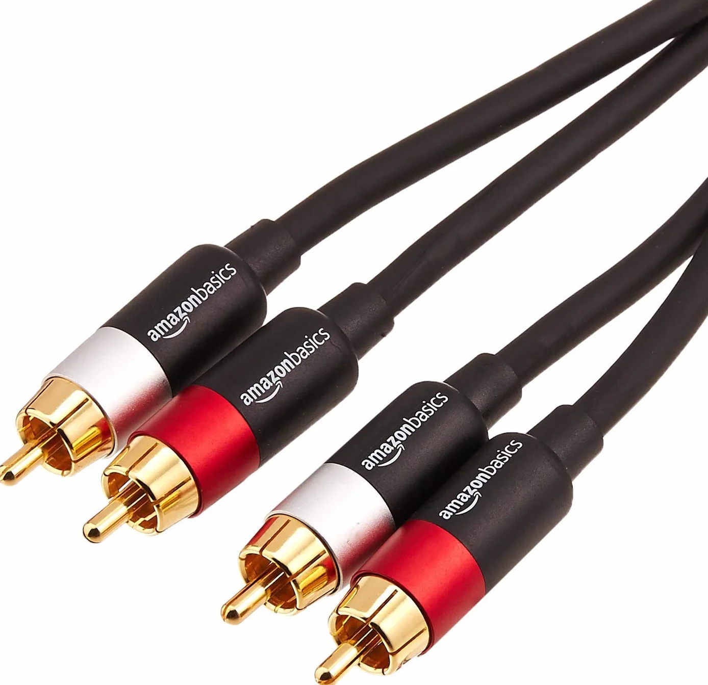Amazon Basics Kabel audio 2 RCA 1,22 m pozłacane wtyczki czarny