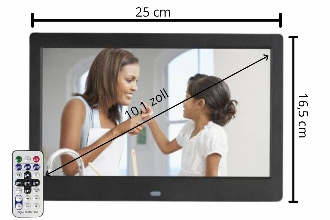 Cyfrowa ramka na zdjęcia z pamięcią USB, wyświetlacz IPS 10,1 cala, Full HD, zdjęcia i filmy elektroniczne, nie wymaga aplikacji ani Wi-Fi, obsługa kart SD, funkcja pokazu slajdów, duży