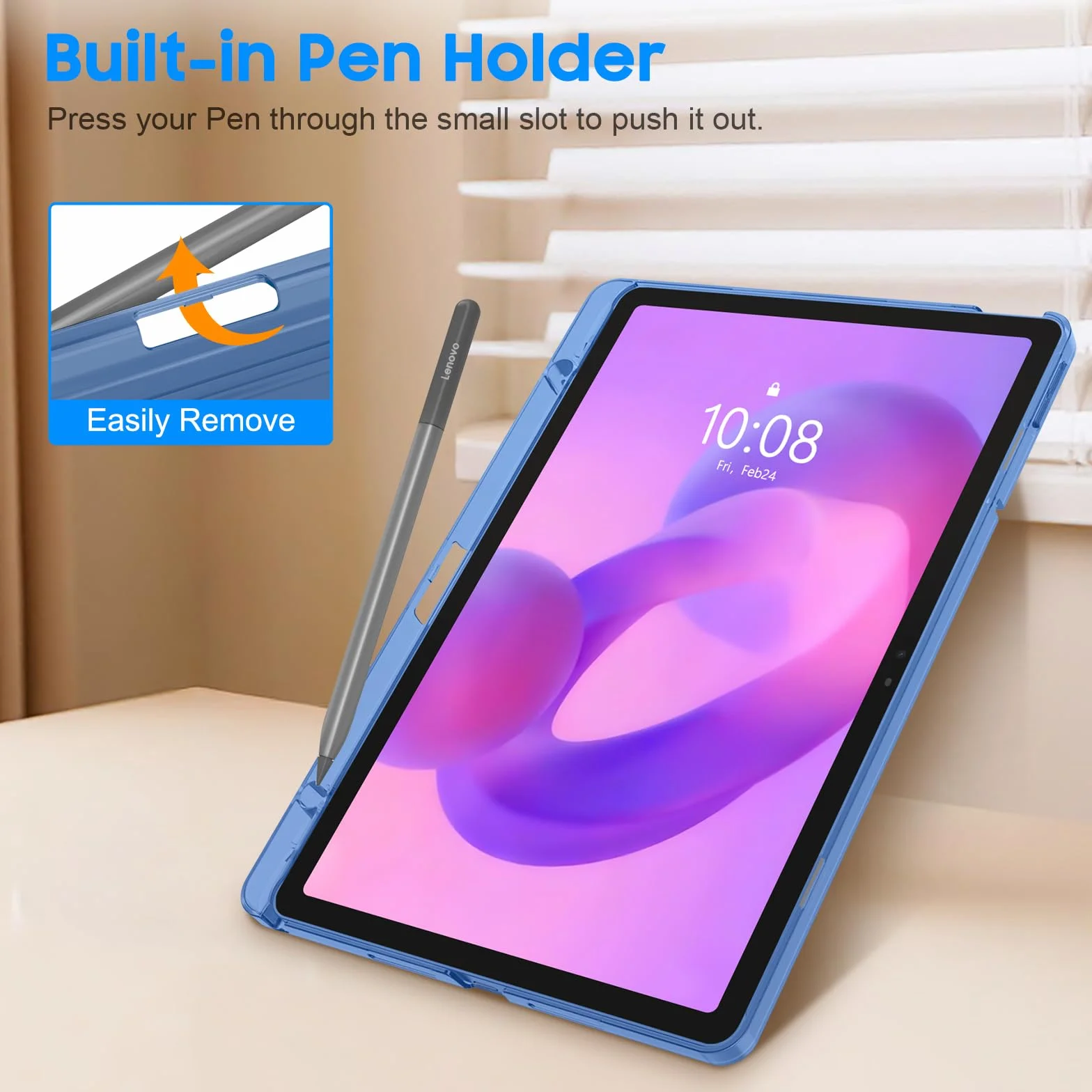 Fintie Etui z folią ochronną do Lenovo Idea Tab 11 cali 2025 (TB-336ZU/ TB-336FU) - ultracienkie etui ochronne z półprzezroczystą tylną stroną z funkcją automatycznego wygaszenia/wybudzania, granatowe