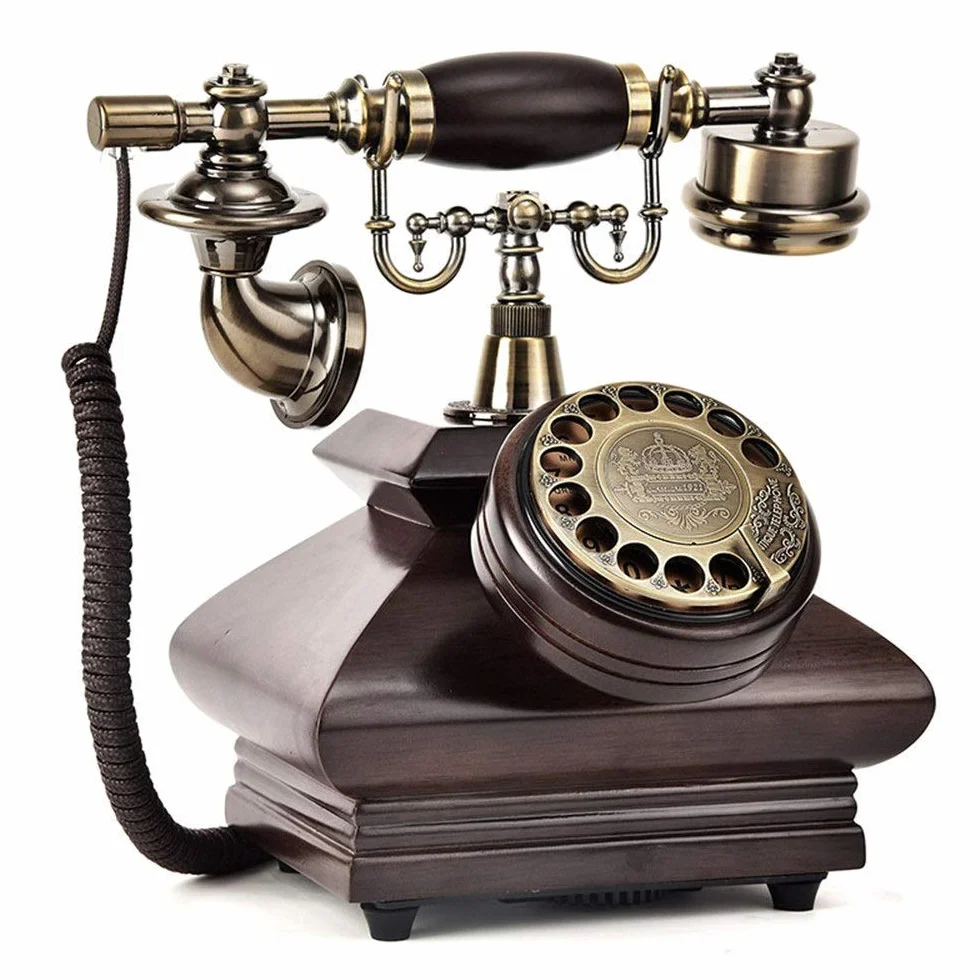 Telefon stacjonarny do domu Kreatywne antyczne telefony stacjonarne Telefon przewodowy do domu, obrotowy telefon biurkowy retro dekoracja domu, kolor kawy kreatywne telefony retro
