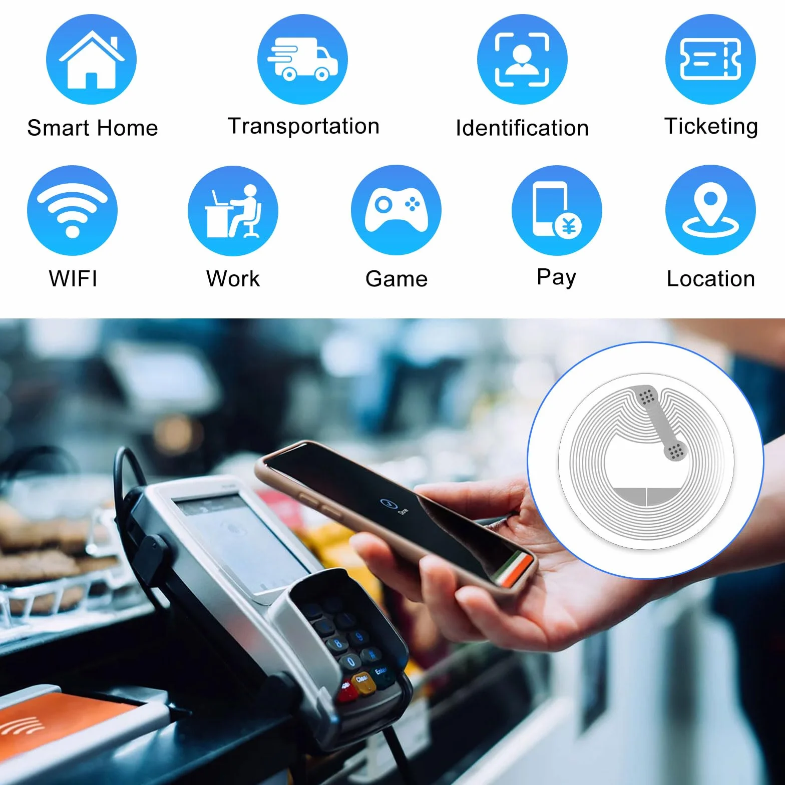 70 sztuk naklejek NFC Tag 25mm naklejki NFC Ntag215 NFC 215 Tag nadpisywalne karty NFC programowalne 492 bajtów pamięci NFC Chip NFC Card NFC naklejki dla wszystkich urządzeń z obsługą NFC