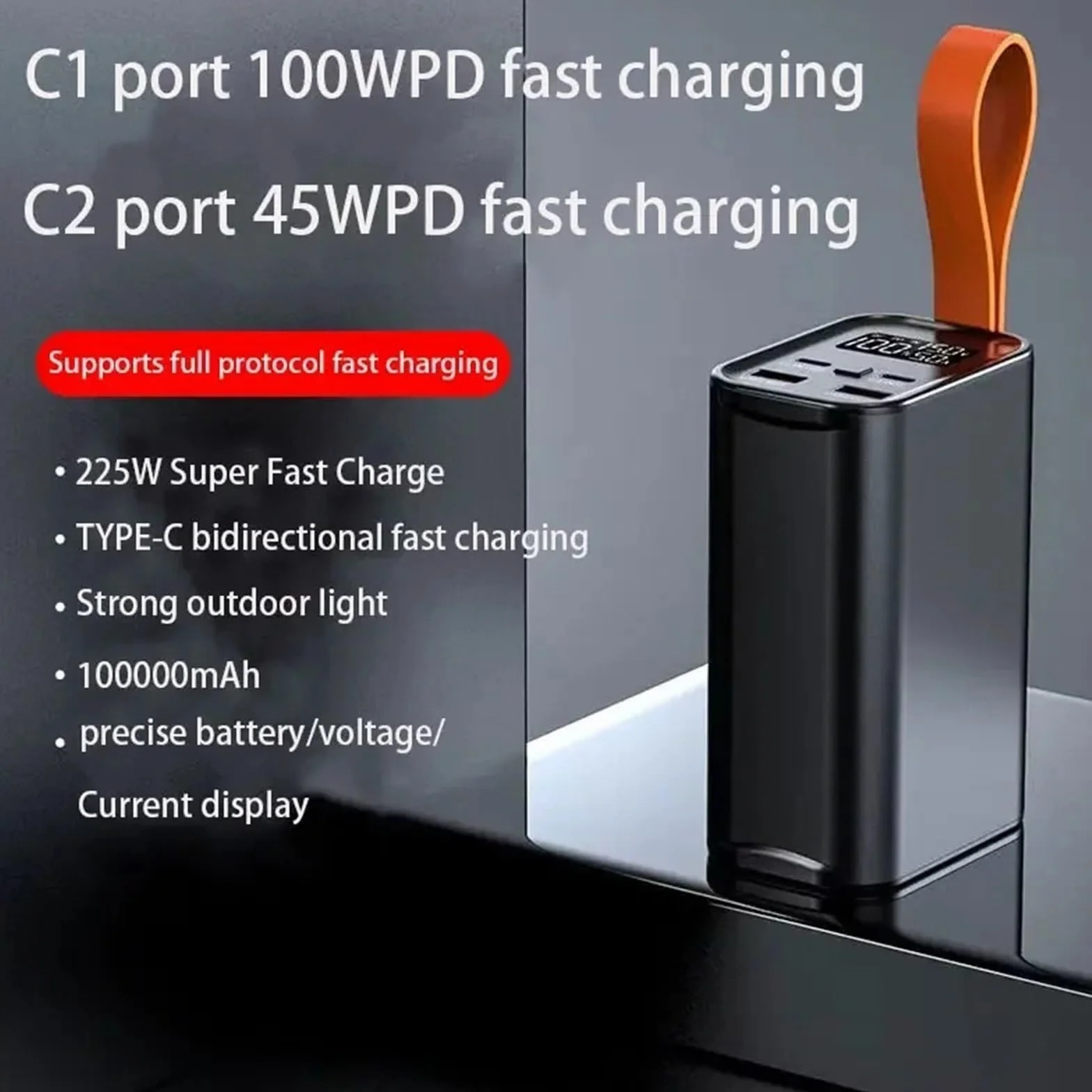 Powerbank O Dużej Pojemności Statio 30000mAh 100W PD USB C DC Szybkie Ładowanie Bateria Zewnętrzna Przenośny Powerbank (Size : Blue 30000mAh)
