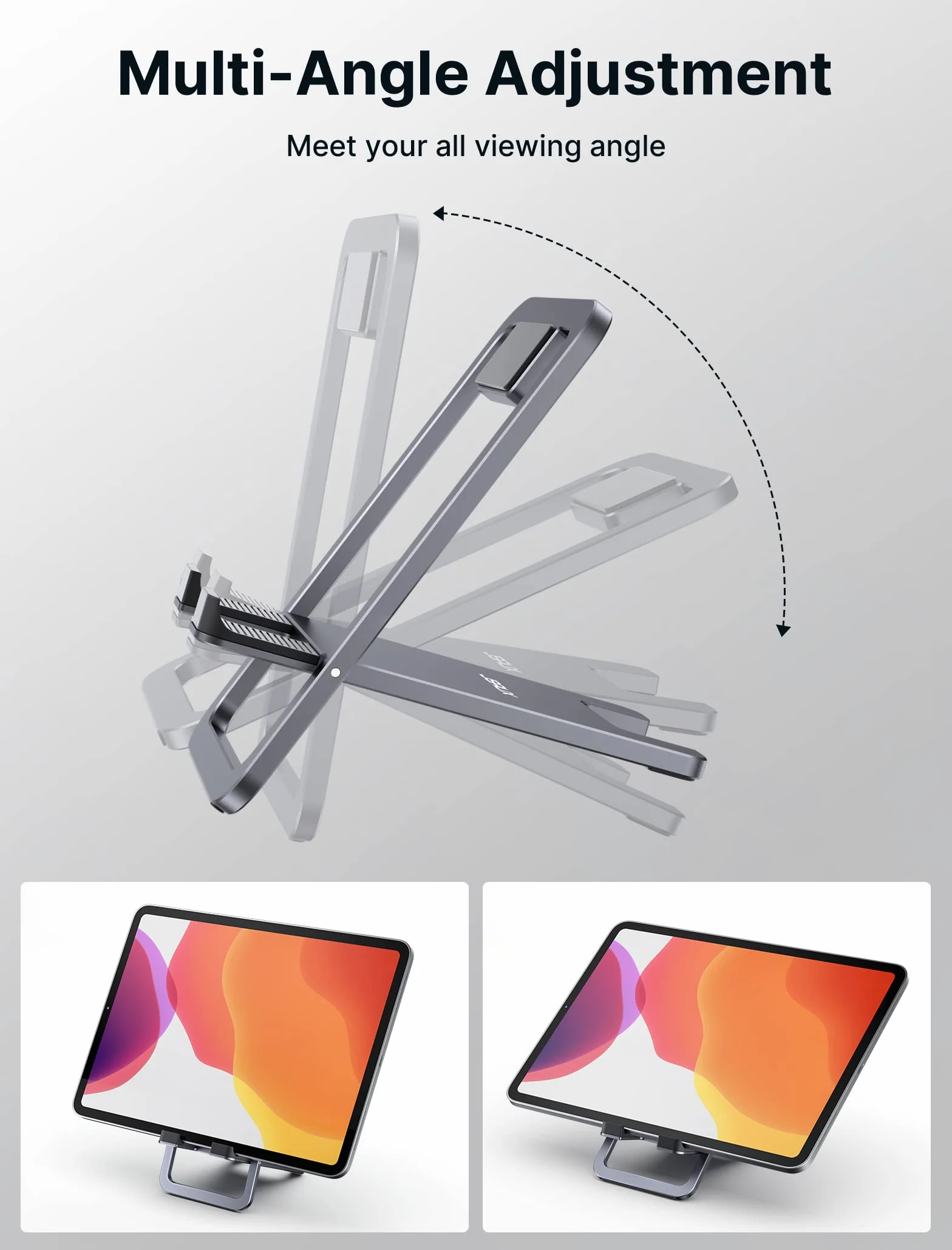 JSAUX Uniwersalny stojak na tablet, przenośny składany uchwyt na tablet na biurko kompatybilny z iPadem Mini, Samsung Galaxy Tab, Kindle, Steam Deck OLED, Switch, ROG Ally X, iPhone i innymi tabletami | Łatwy do przenoszenia, rama ze stopu, antypoślizgowa