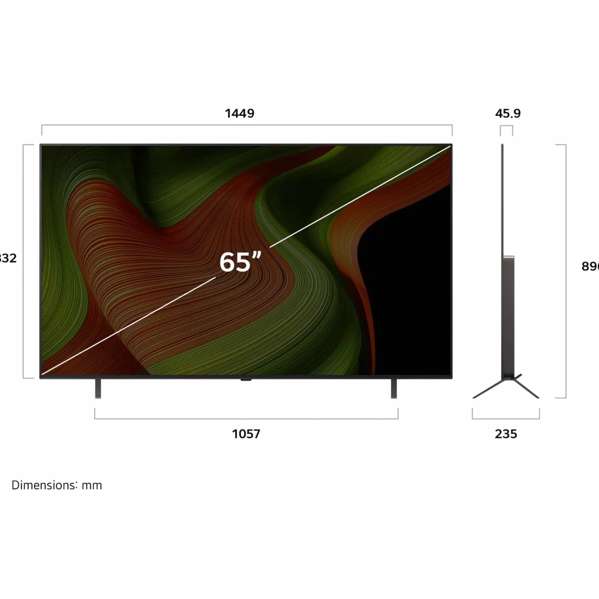 LG OLED65B59LA Telewizor 65" (165 cm) 4K OLED AI (procesor AI 2025, webOS 25, 120 Hz), rok modelowy 2025