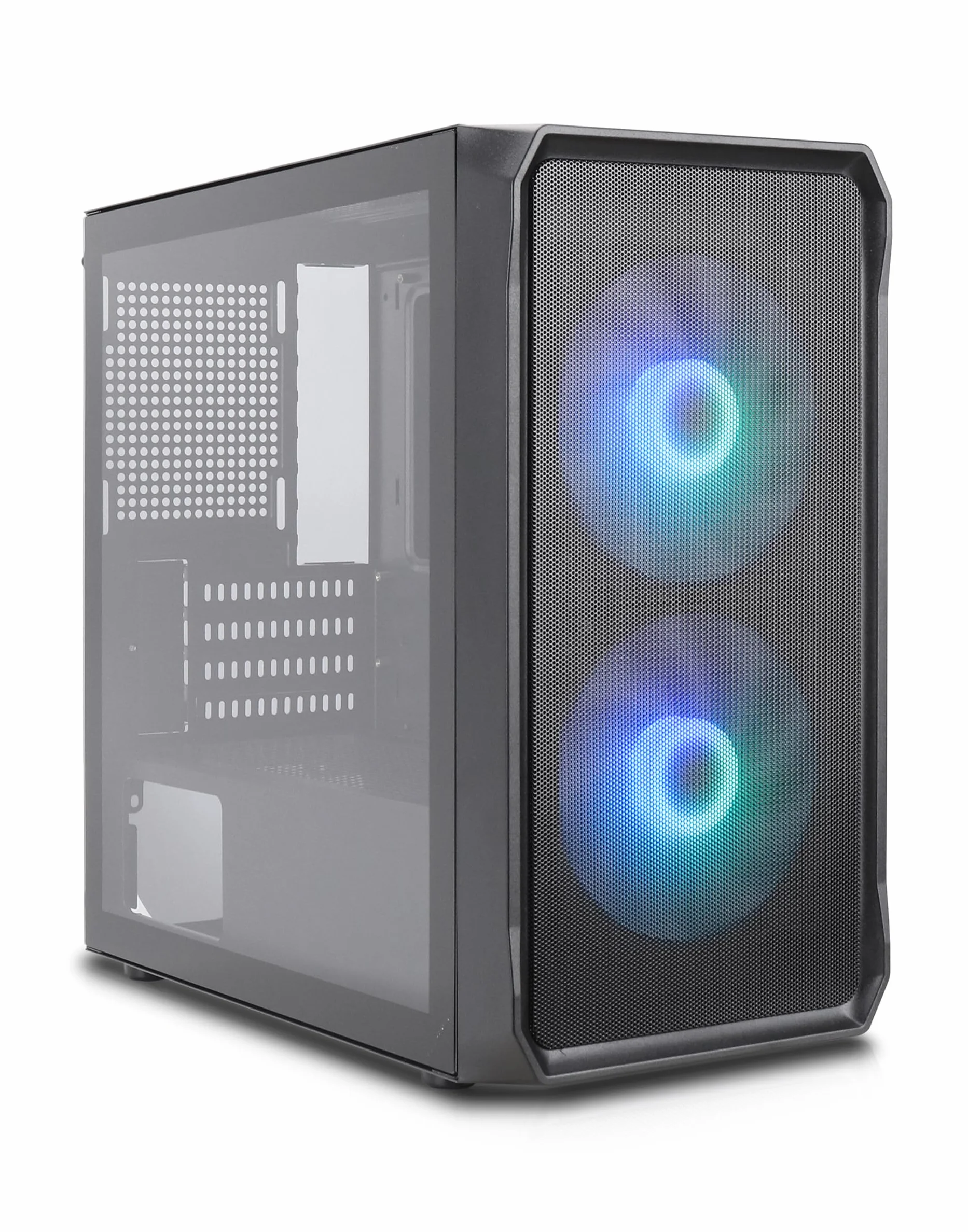 Air 10 Black kompaktowa obudowa mATX PC, duży metalowy przód z siateczki, szkło hartowane, 2 x wentylator A-RGB z hydrołożyskami 140 mm, GPU do 340 mm, grzejniki 240 mm, zasilacz ATX