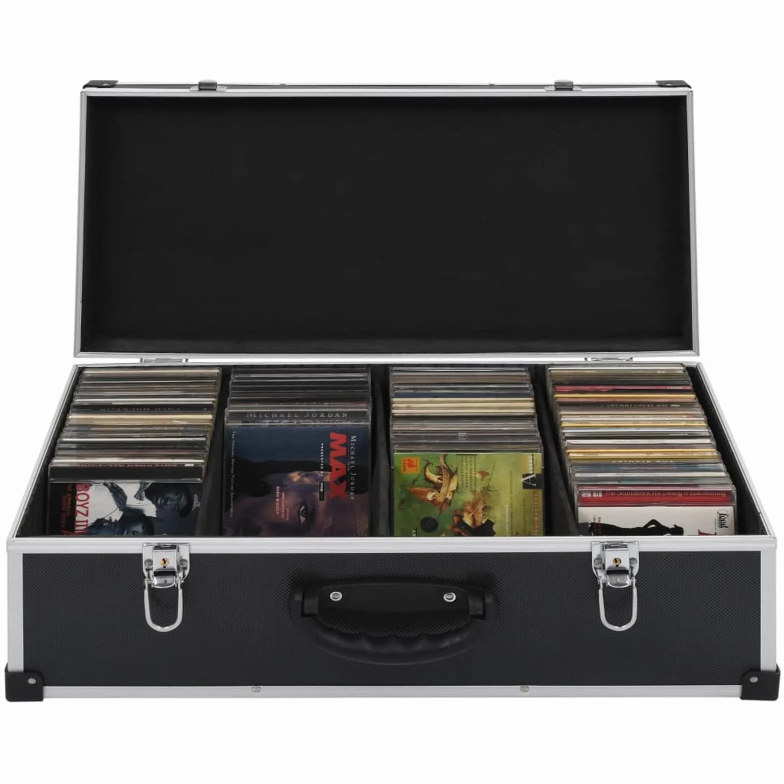 Etui na płyty CD na 80 płyt CD, aluminiowy, ABS, czarny stojak na płyty CD, do zawieszenia lub stania, oszczędność miejsca, mały stojak na płyty CD, do biura lub każdego pomieszczenia