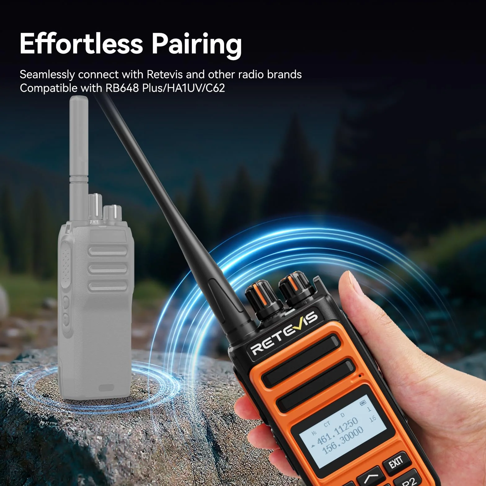 Retevis C66B Walkie Talkie, Profesjonalne Radiotelefony Amatorskie Dla Dorosłych, 100 Minut Szybkiego Ładowania, Konfigurowalne Przyciski Boczne, 1500 Mah, do Wędrówek (Pomarańczowe, 1 Opakowanie)