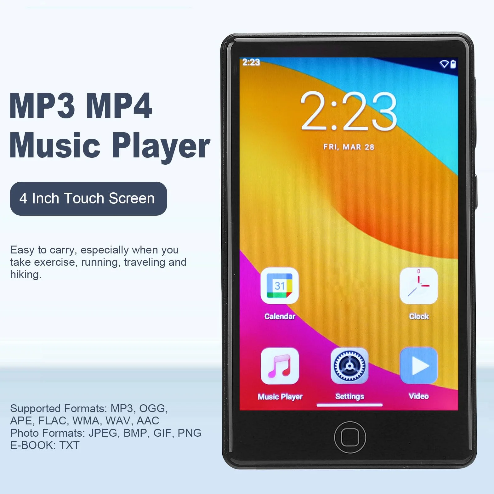 ASHATA Odtwarzacz MP3, Odtwarzacz Muzyki z Ekranem Dotykowym 4.0 -calowym i 256 GB Pamięci, Aby uzyskać Aplikacje Obsługi i Transmisji Androida 14