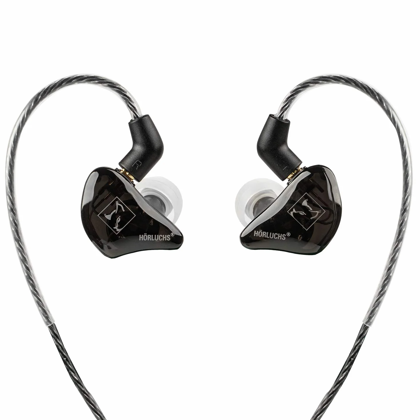 EasyUp słuchawki douszne do monitoringu dla muzyków i graczy, bass betont, kabel wymienny, wtyczka jack 3,5 mm, zatyczki do uszu i torba, czarne
