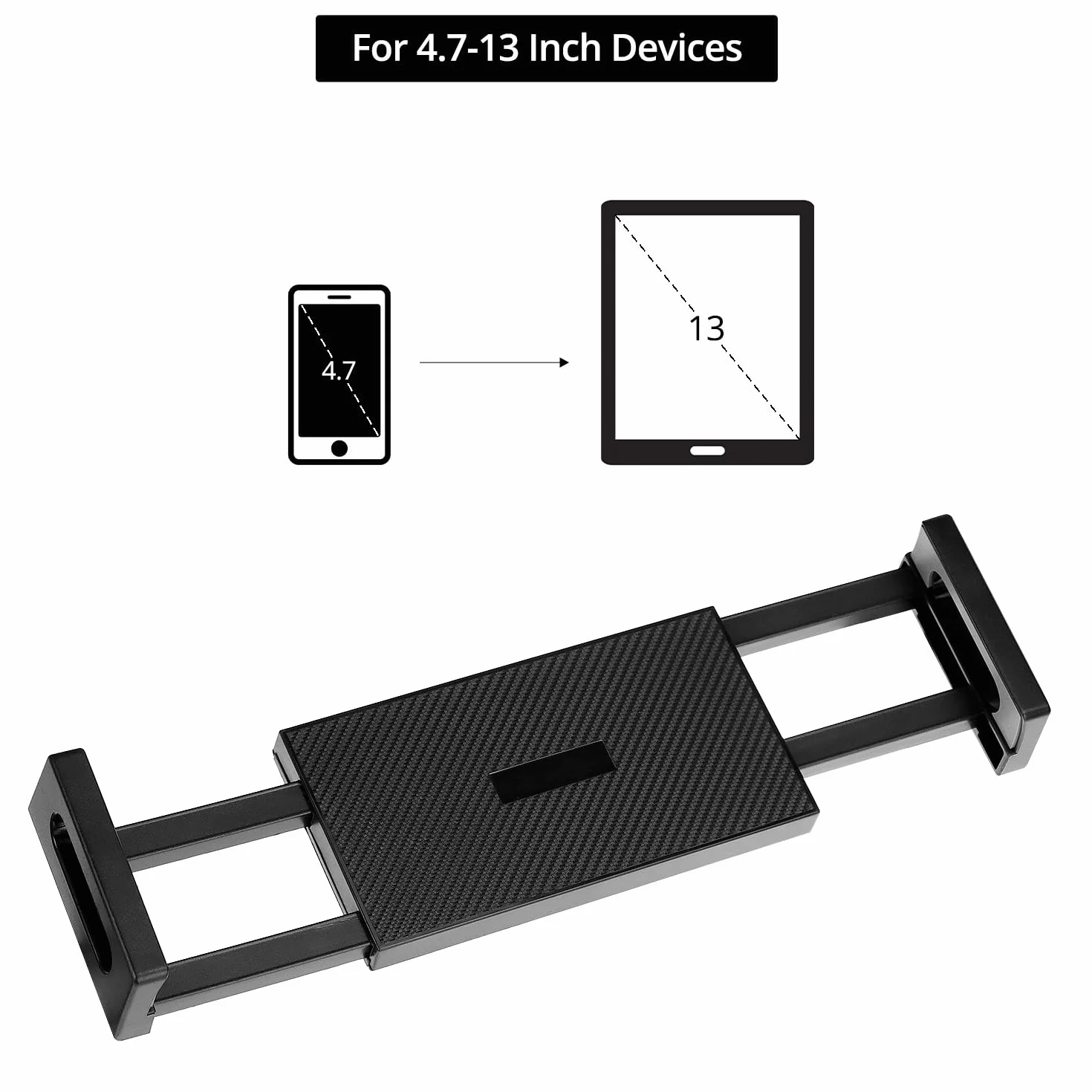 QWORK Aluminiowy uchwyt ścienny na tablet, z obrotową o 360° podstawą z regulacją wysokości i składanym do urządzeń o przekątnej 4,7-13 cali.