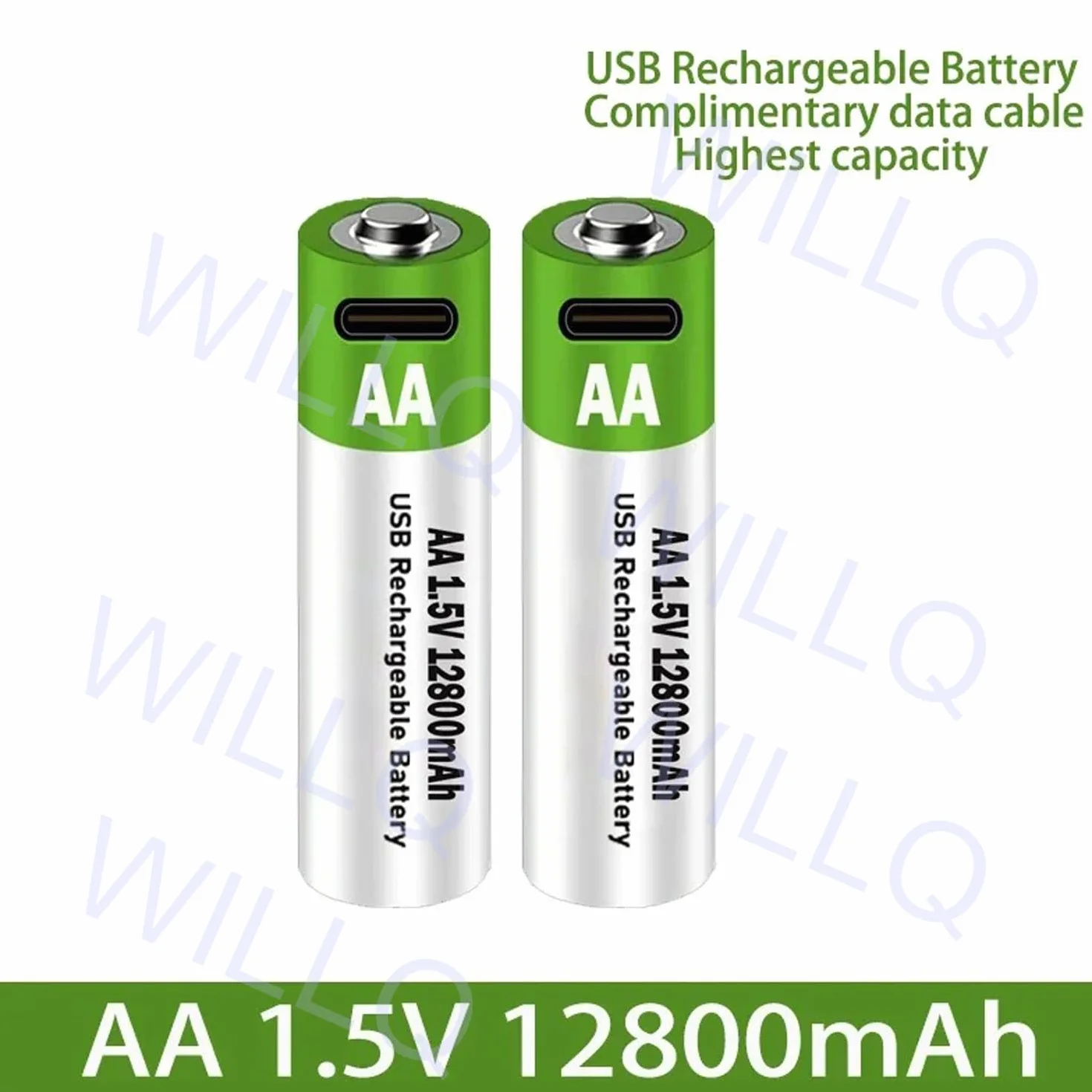 Akumulatory litowe AA, ładowalne 1,5 V, 12800 mAh, 2-godzinne szybkie ładowanie, podwójny akumulator litowo-jonowy, USB, stałe wyjście, kabel
