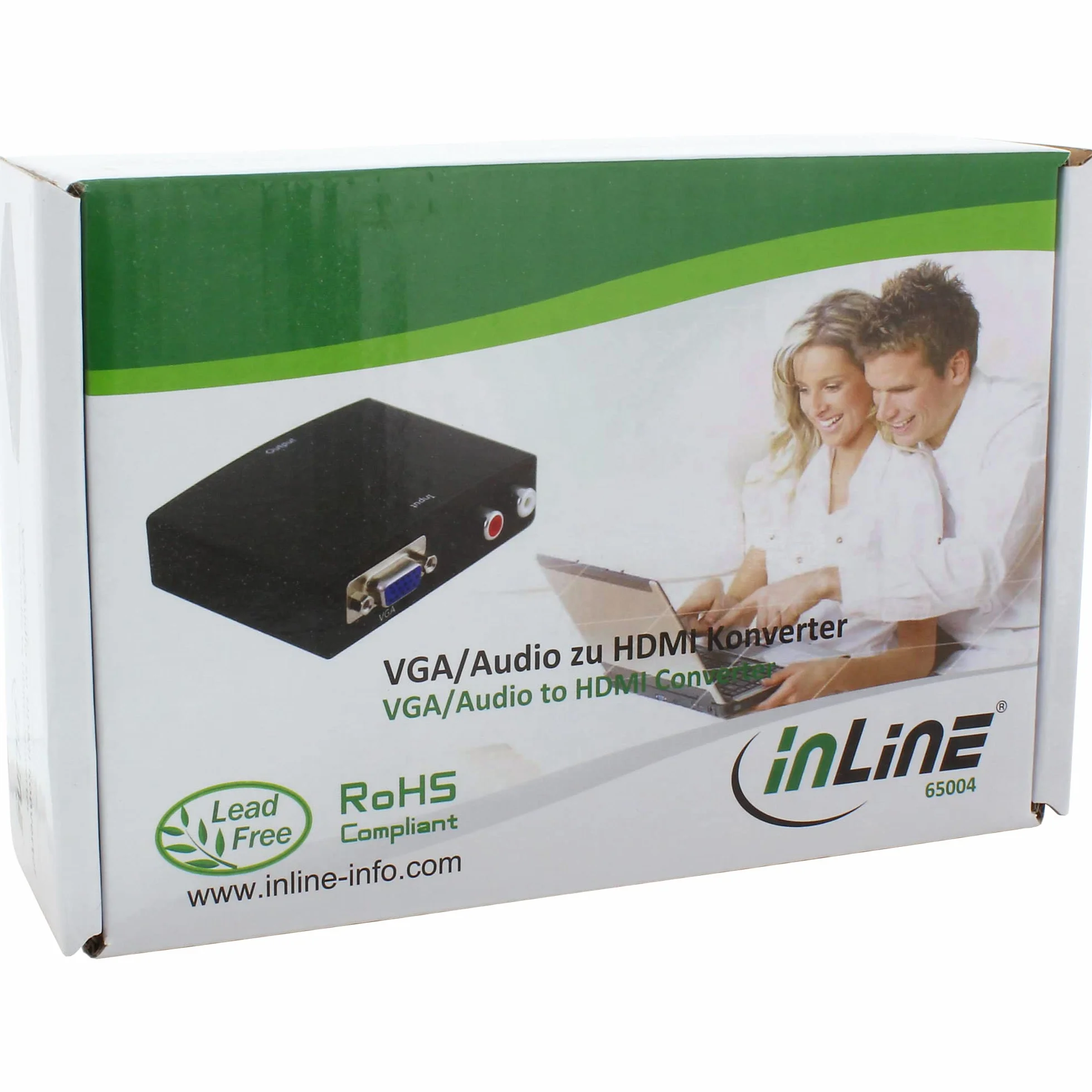 InLine 65004 konwerter VGA+Audio na HDMI, wejście VGA i cinch audio stereo, wyjście HDMI, w zestawie zasilacz sieciowy
