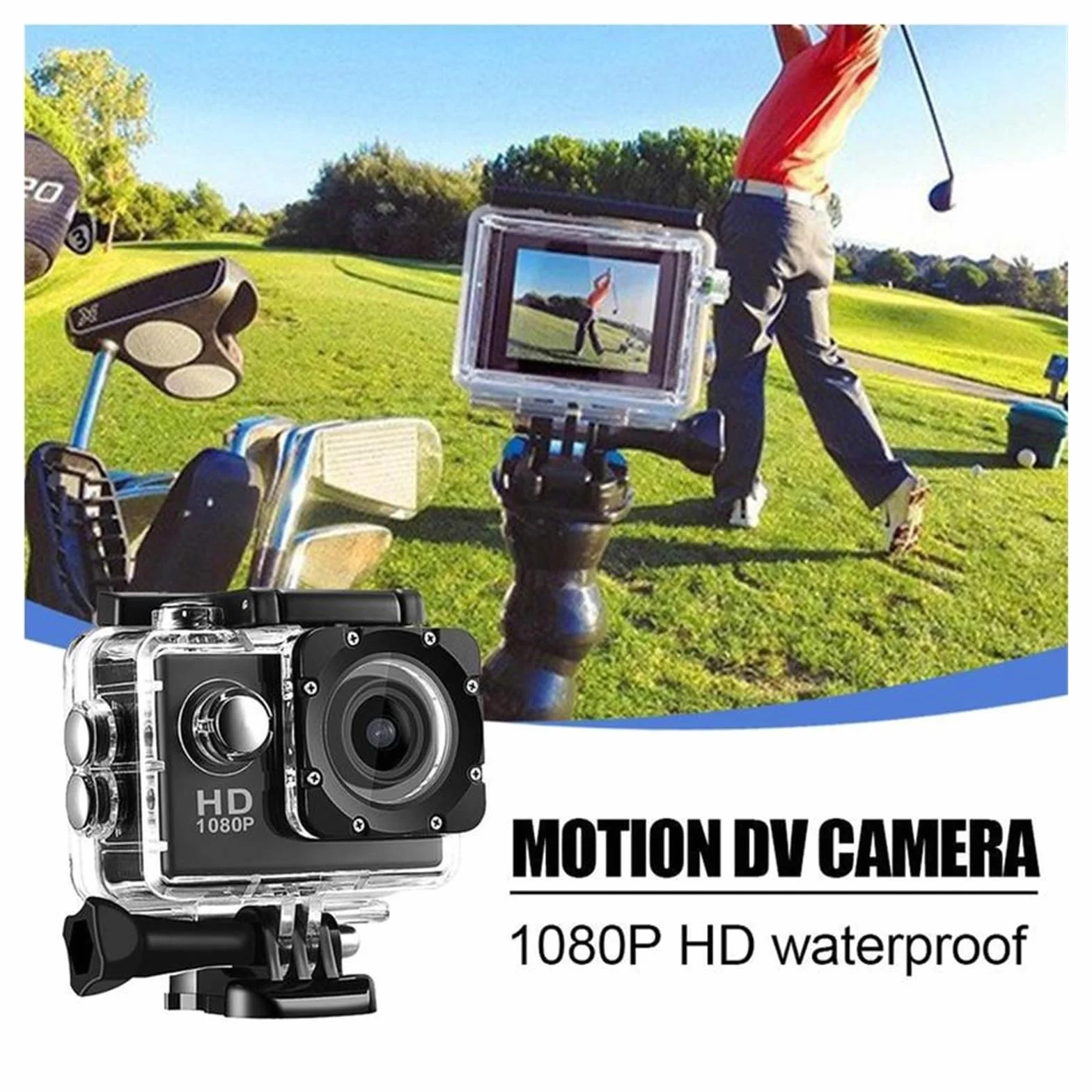 Kamera akcji Mini HD 1080P wodoodporna kamera kamera sportowa 2.0 Cal 32G Outdoor Motion Sking DV do akcji wideo kask rowerowa kamera cyfrowa(Cam add32gb card,Silver gray)