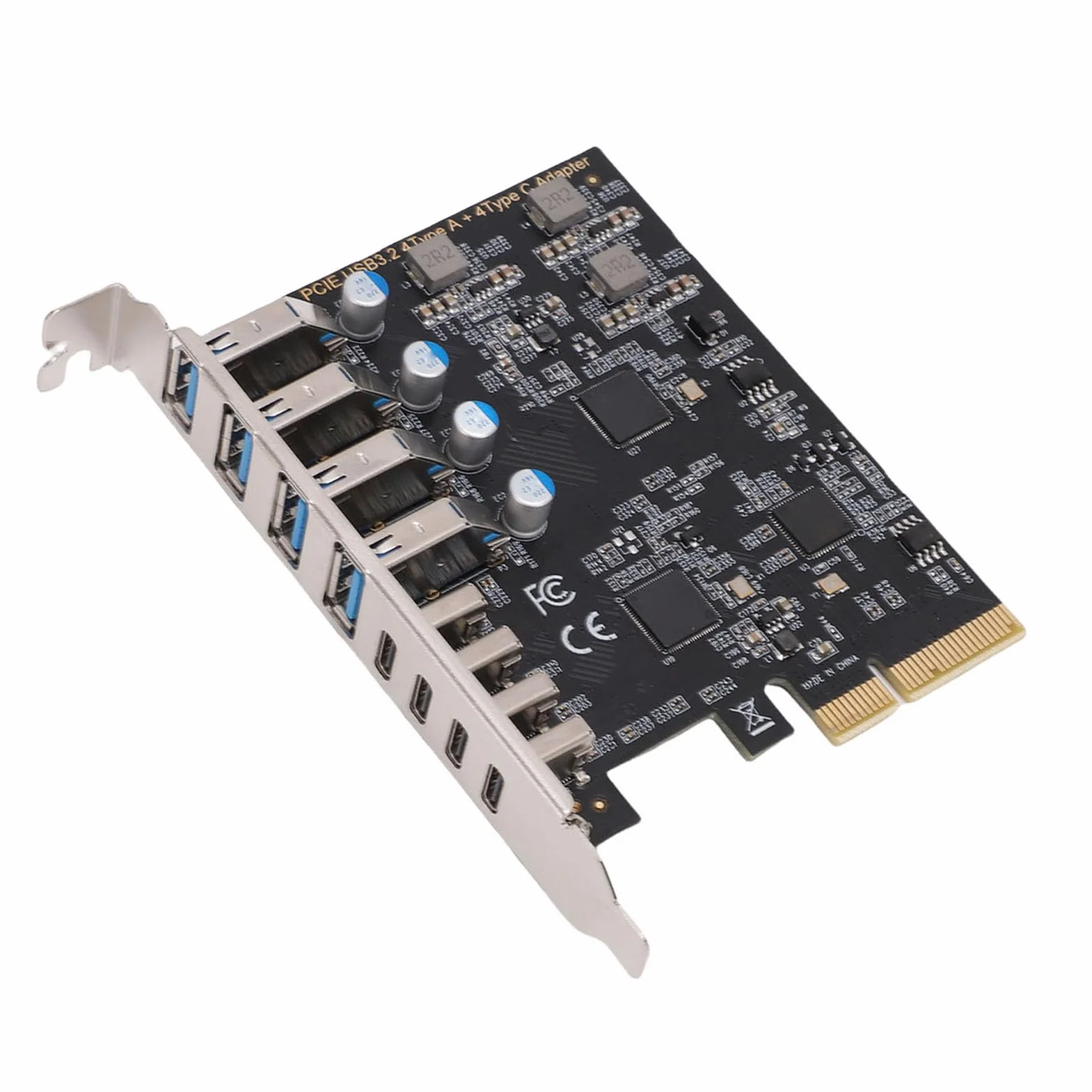 Jiawu Karta rozszerzeń PCI Express, 8-portowa Karta PCle USB 3.2 Gen 2, przepustowość 10 Gb/s dla Entuzjastów Gier