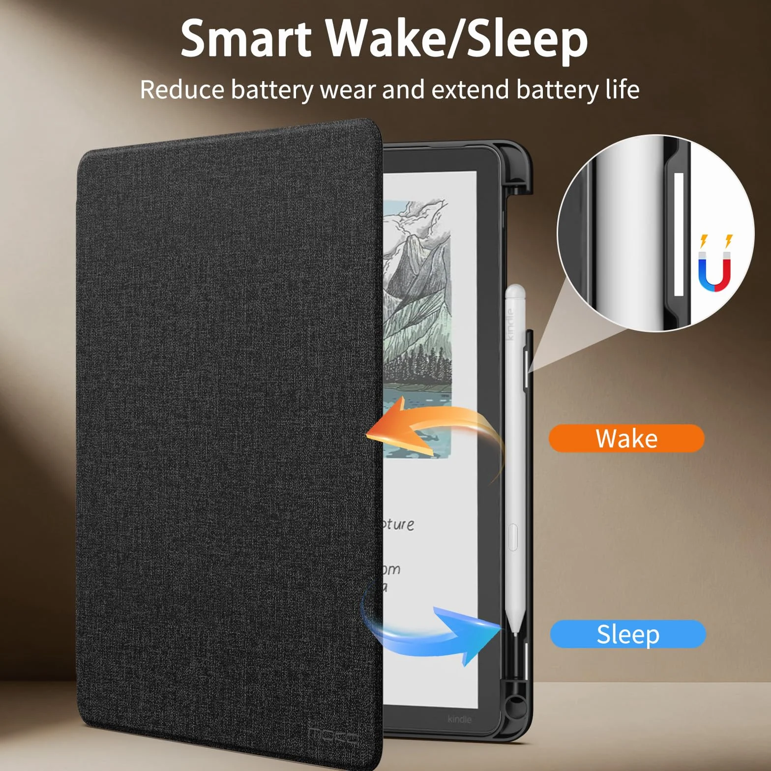 MoKo Case for 11" Kindle Scribe 3rd & Scribe Colorsoft 2025, Denim Black | with Pen Holder, Lightweight Shell Sleek Cover, Auto Wake/Sleep, Slim & light weight