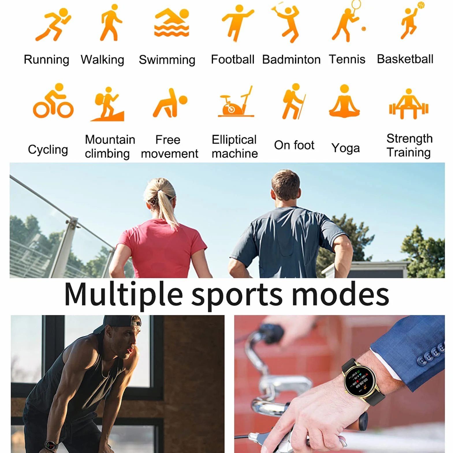 Inteligentne zegarki Zegarki dla mężczyzn Kobiety Fitness Tracker Ciśnieniomierz Tlen we krwi Monitor tętna IP68 Wodoodporny smartwatch Kompatybilny z telefonami z systemem iOS Android (szary) little