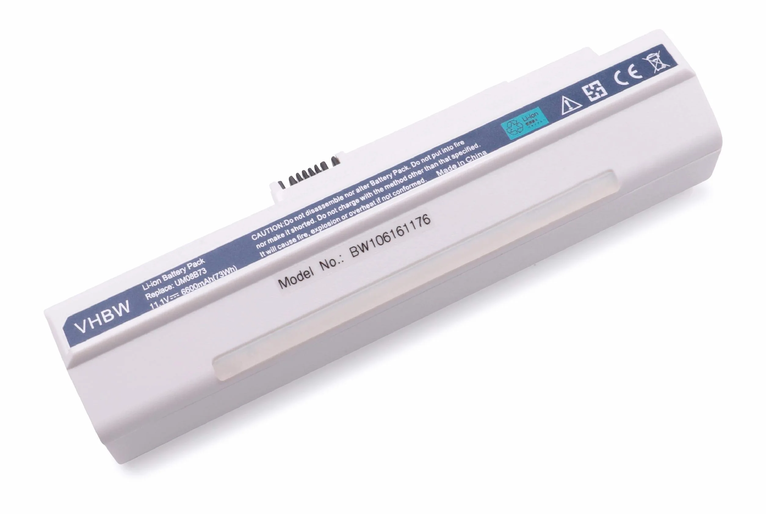 vhbw Bateria pasująca do Acer Aspire One D150, D250, D 150 Laptop Notebook - (Li-Ion, 6600mAh, 11,1V, 73.26Wh)