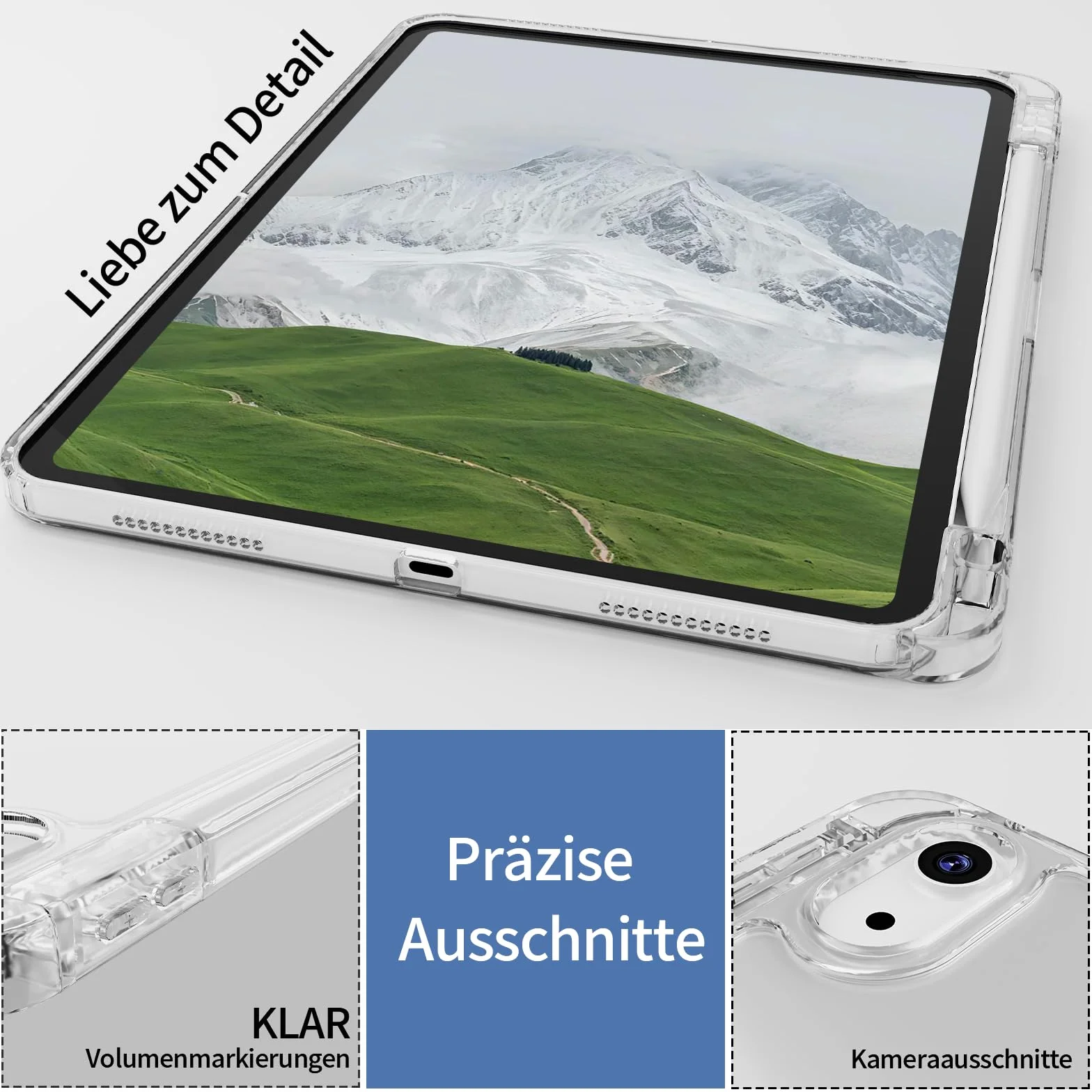 Etui dla iPad Air 11 cali M3/M2 (2025/2024), iPad Air 5./4. generacji (2022/2020), hybrydowa osłona z uchwytem na długopis, przezroczysta tylna obudowa, antyżółknąca obudowa, kremowobiała