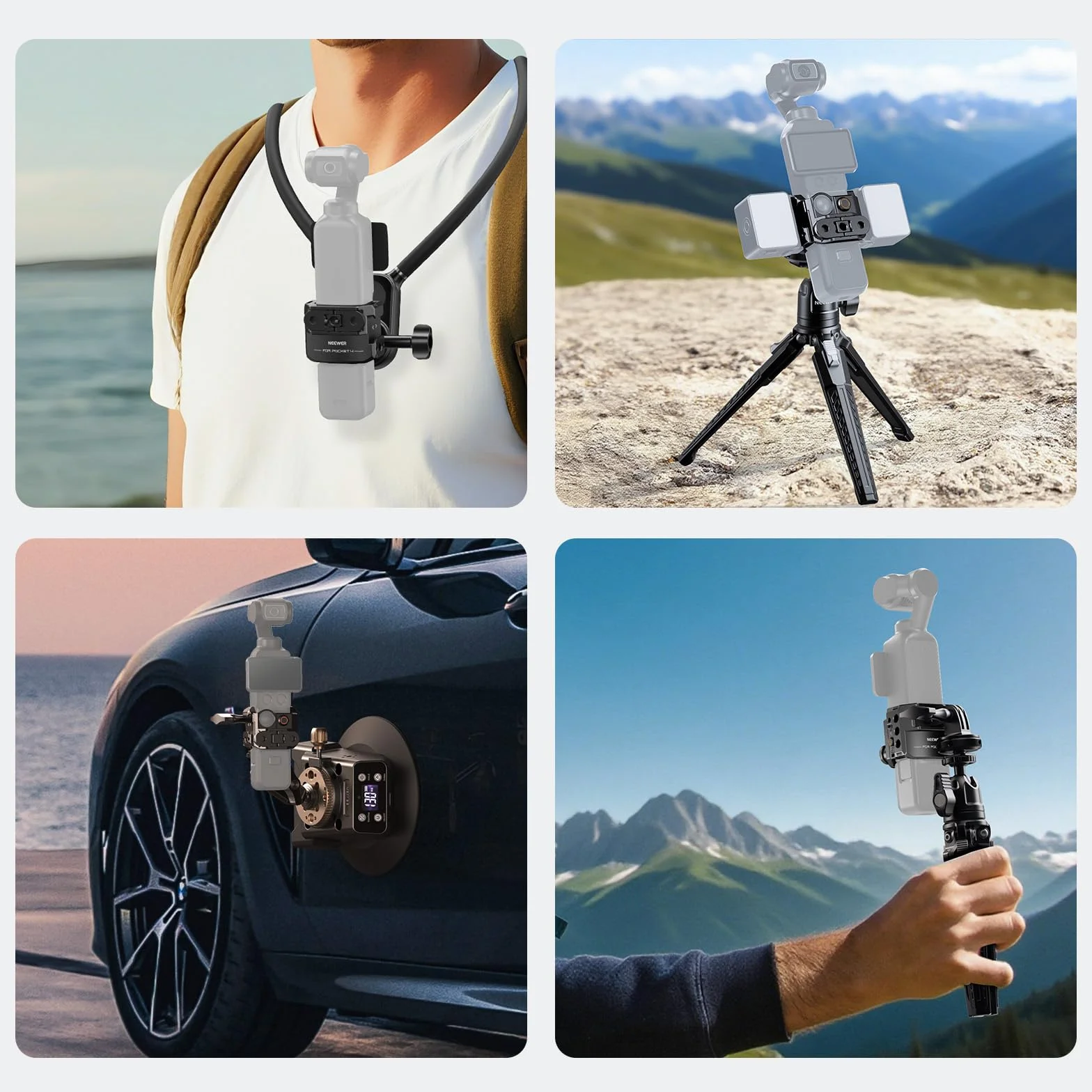 NEEWER Kieszeń na 4 klatki, uchwyt ochronny do DJI Osmo Pocket 4 stabilizowana kamera z adapterem na pazury, uchwyt na akcesoria i gwint 1/4", kompatybilny tylko z DJI Osmo Pocket 4, AC069