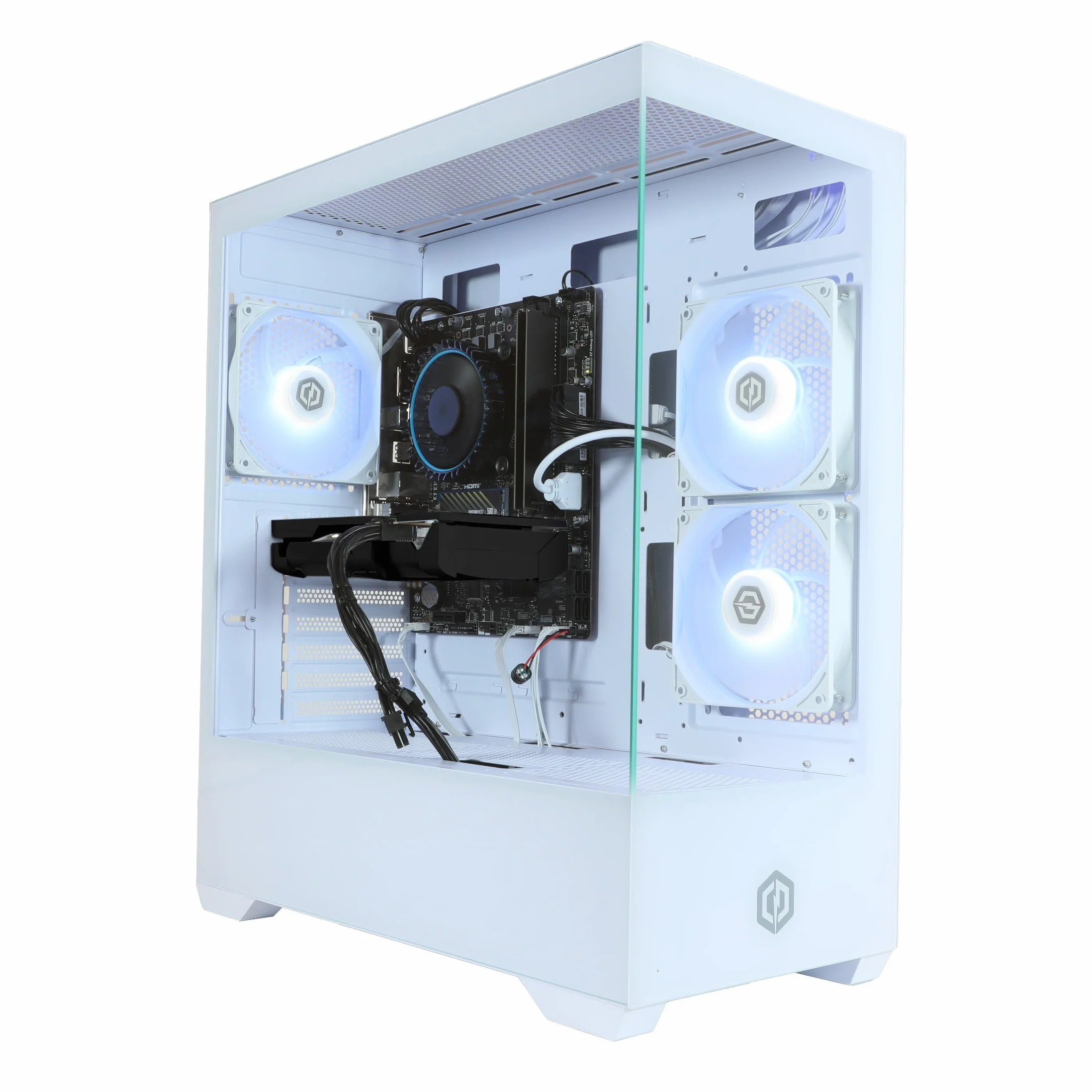 CyberPowerPC Wyvern Gaming PC - AMD Ryzen 7 8700F, Nvidia RTX 5050, 16GB RAM, 500GB NVMe SSD, 650W PSU, Wi-Fi, Windows 11, Prism Panoramic White