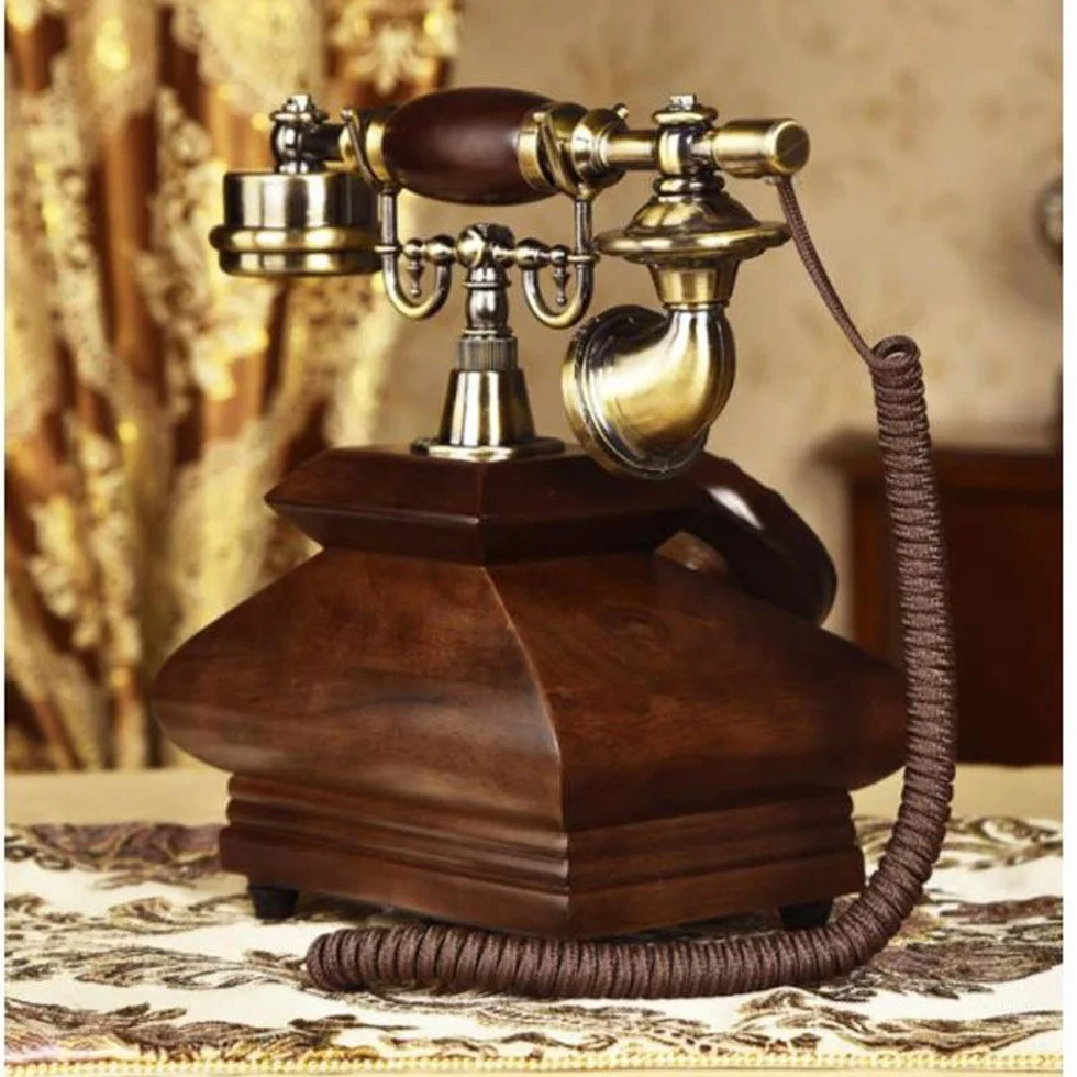 Telefon stacjonarny do domu Kreatywne antyczne telefony stacjonarne Telefon przewodowy do domu, obrotowy telefon biurkowy retro dekoracja domu, kolor kawy kreatywne telefony retro