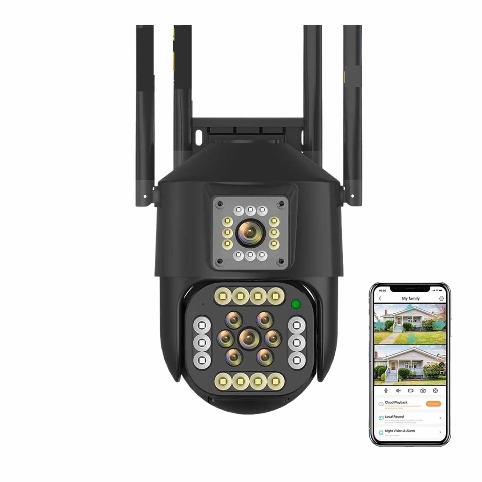Zewnętrzna bezprzewodowa kamera bezpieczeństwa IP 2K 4MP HD z podwójnym obiektywem, zewnętrzna kamera PTZ z Wi-Fi i automatycznym śledzeniem, kamera do monitoringu ulicznego(Camera add 64G)