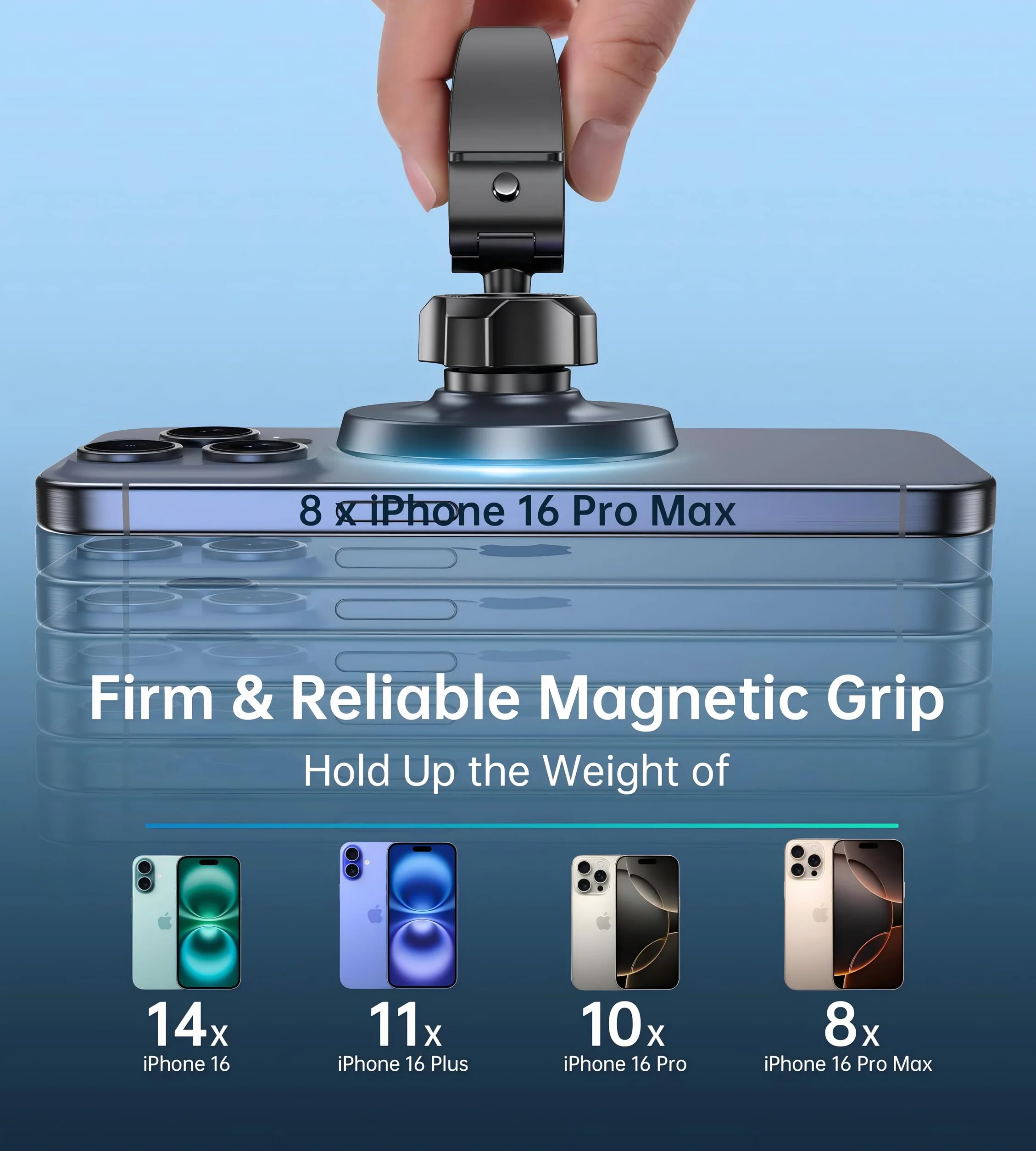 16 silnych magnetycznych uchwytów na telefon komórkowy do samochodu, obracany o 360°, uchwyt samochodowy Magsafe nadaje się do iPhone 14 13 12 Samsung Huawei i innych telefonów komórkowych