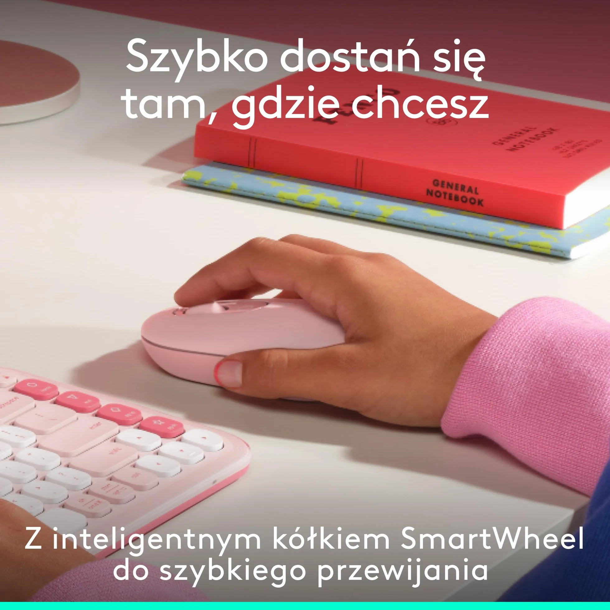 Logitech POP Mouse, przenośna bezprzewodowa mysz Bluetooth | Programowalne przyciski, ciche kliknięcia, Easy-Switch, do laptopa, tabletu i komputera PC — Róża