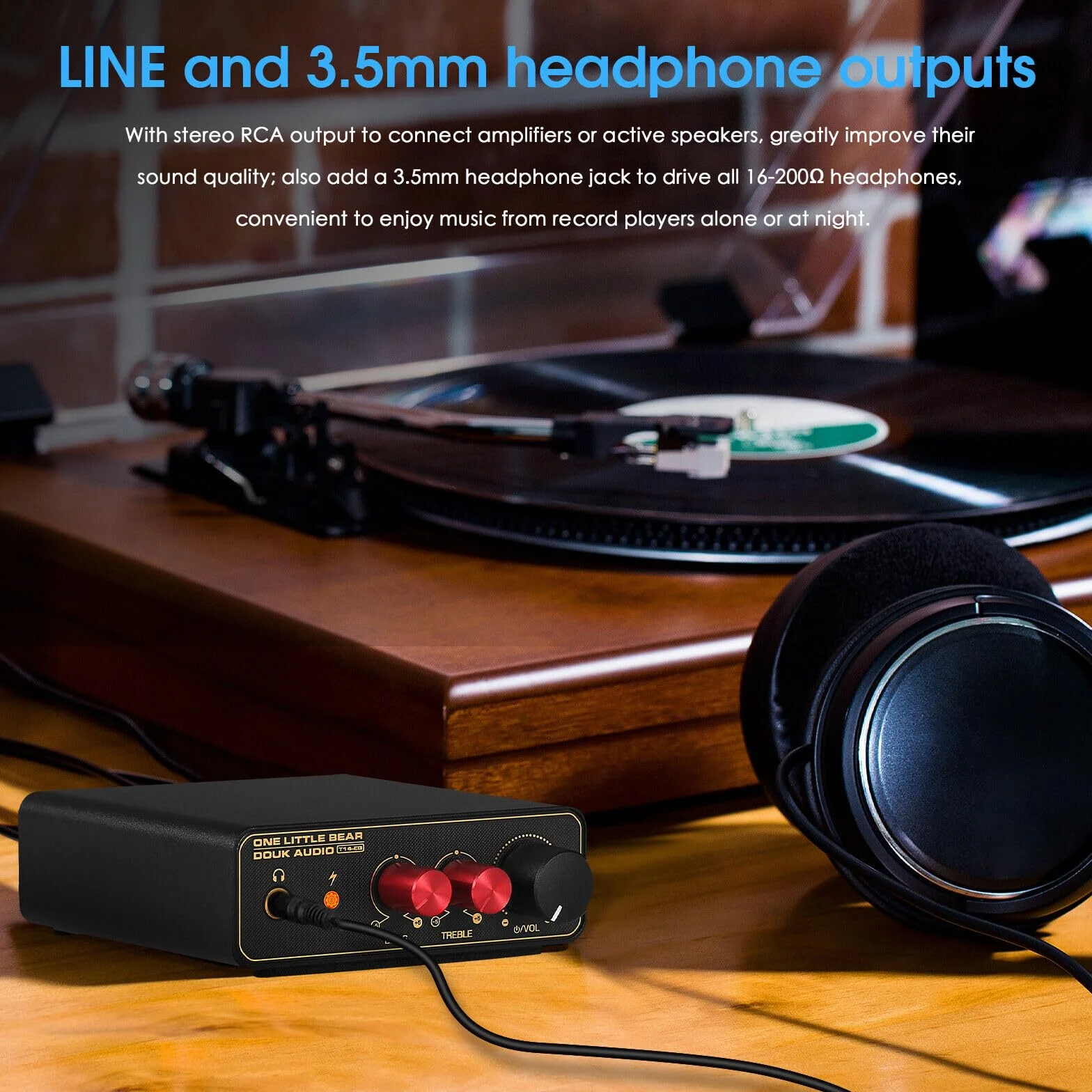 HiFi MM/MC RIAA gramofon przedwzmacniacz phono LP Vinyl płyta przenośna przedwzmacniacz słuchawkowy (T14-EQ)