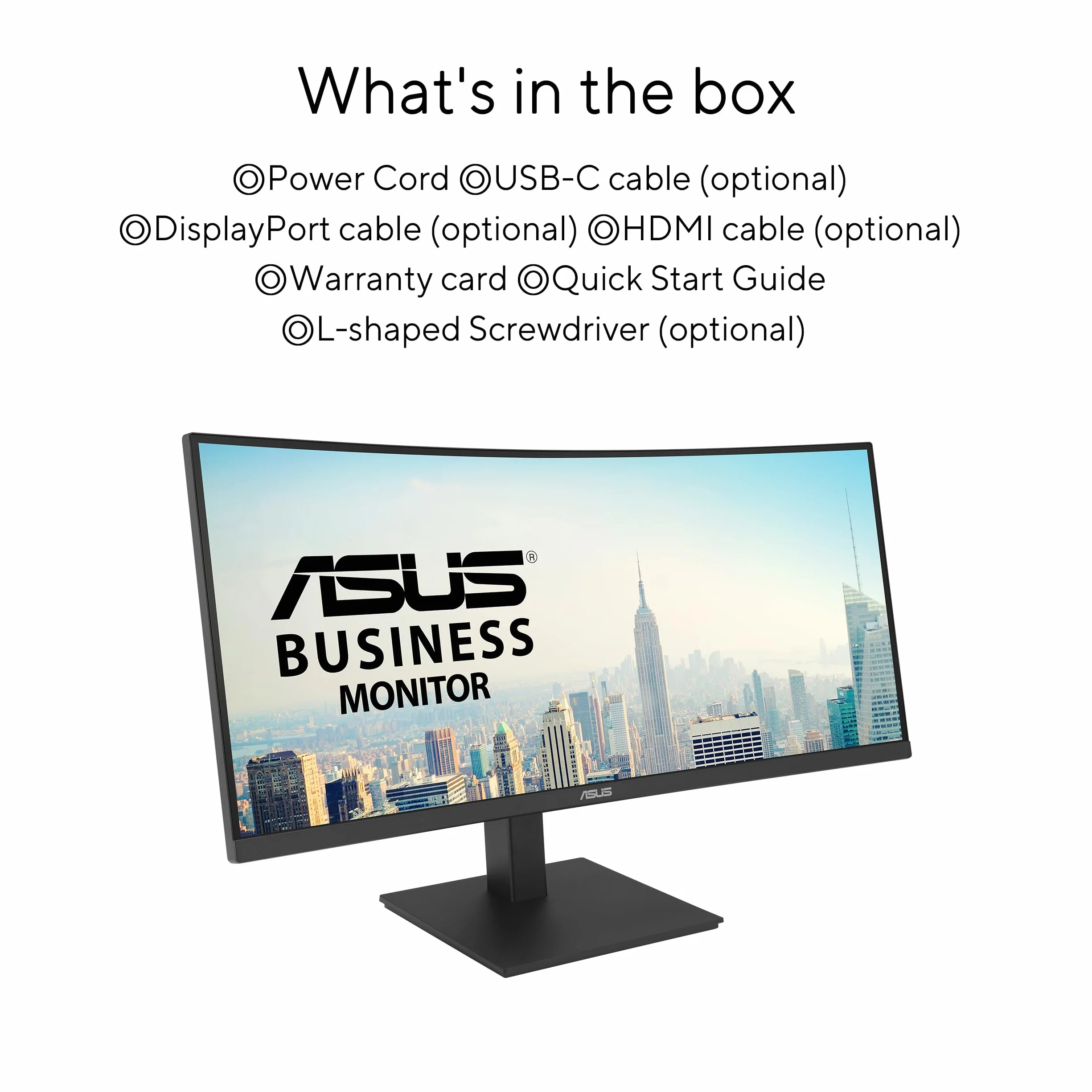ASUS Business VA34VCPSR 34-calowy zakrzywiony monitor, szeroki QHD (3440 x 1440), HDMI, DisplayPort, Hub USB, port RJ45 LAN, ergonomiczna konstrukcja, wolne od migotania, niebieski, czarny
