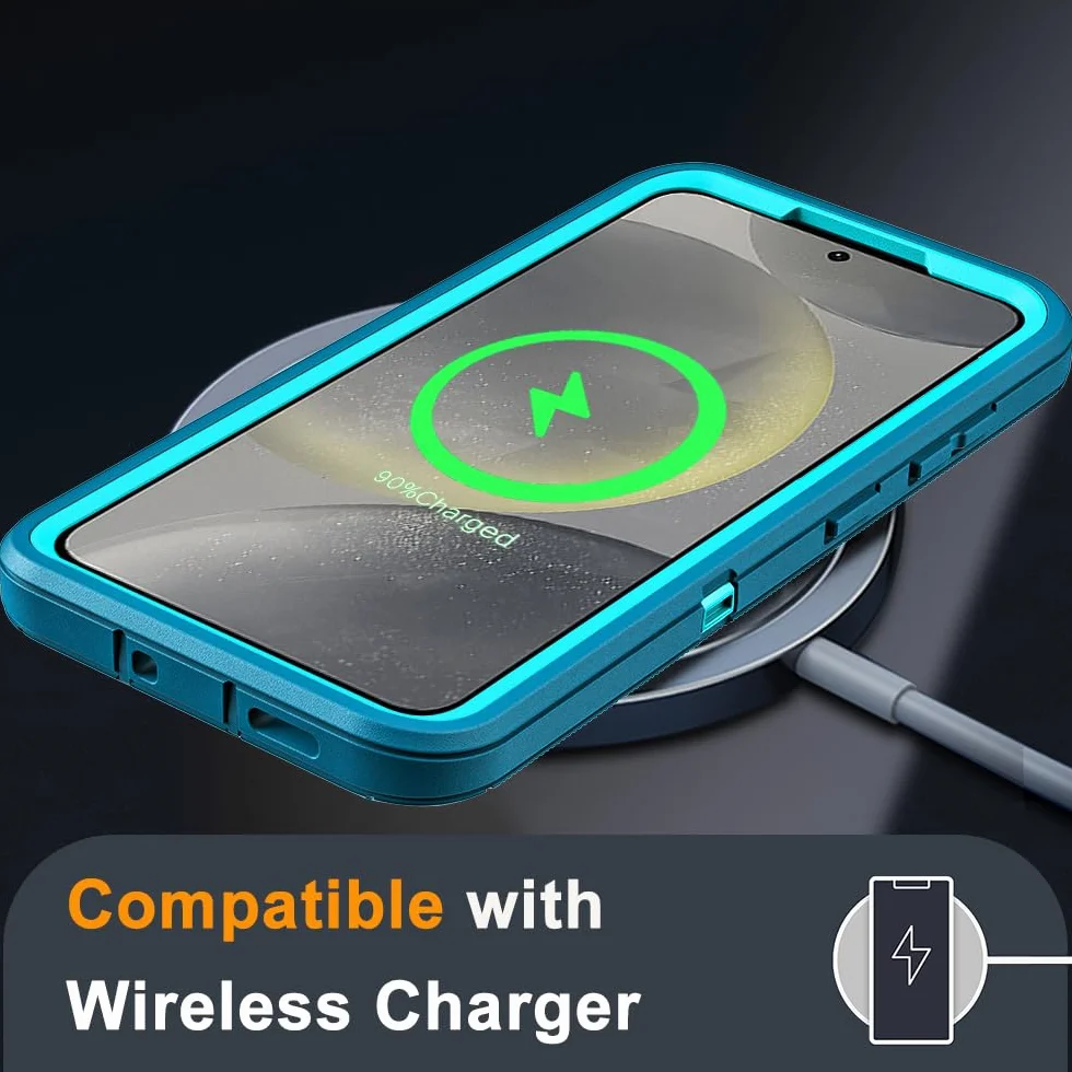 Etui do Samsunga Galaxy S24 z 2 szt. ochraniaczy ekranu ze szkła hartowanego i 1 szt. ochraniaczy obiektywu aparatu, wytrzymałe etui 3 w 1, odporne na wstrząsy, upadki, kurz (niebieskie