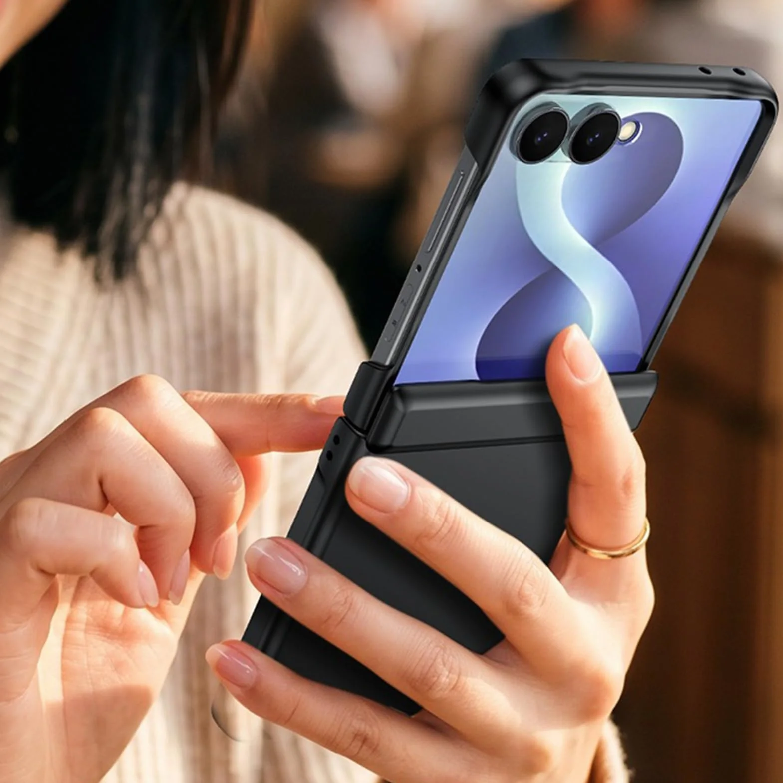 Matowe etui do Samsung Galaxy Z Flip 8, minimalistyczny zamek cienki pokrowiec ochronny na ekran, fioletowy, z klapką 8