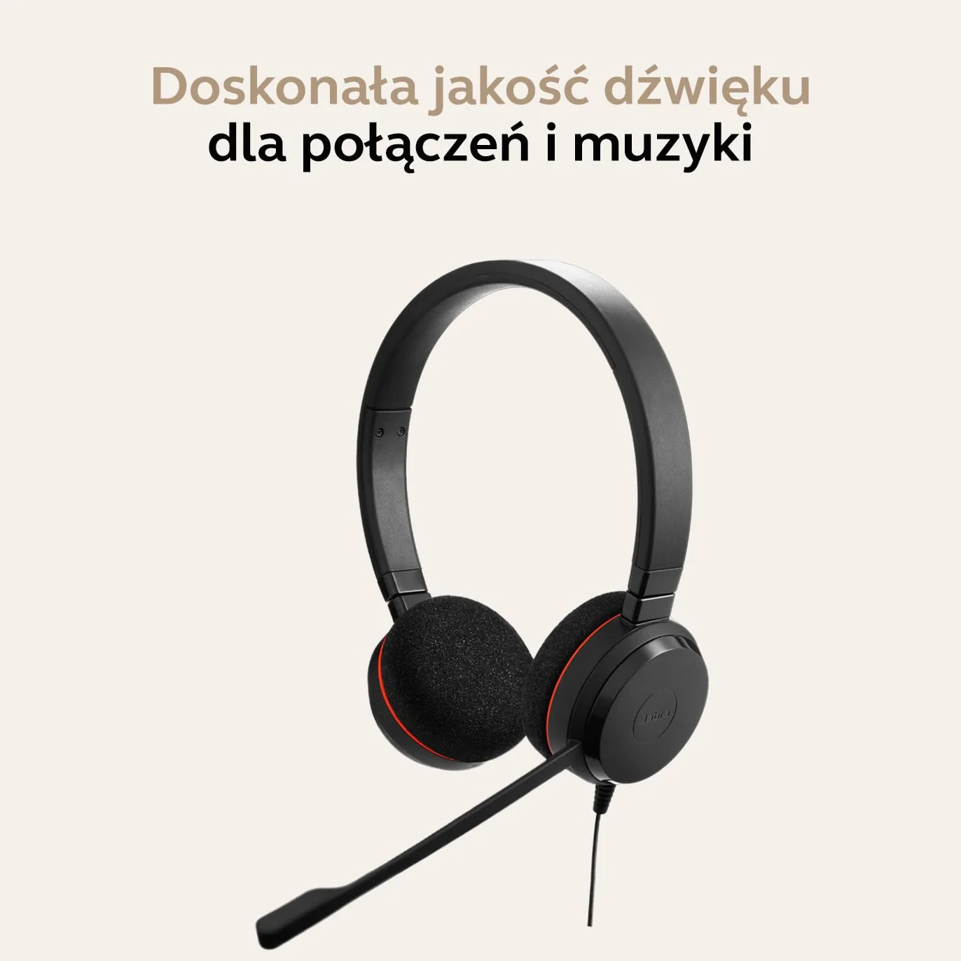 Jabra Evolve 20 UC zestaw słuchawkowy stereo z pasywną redukcją szumów, kabel USB, czarny