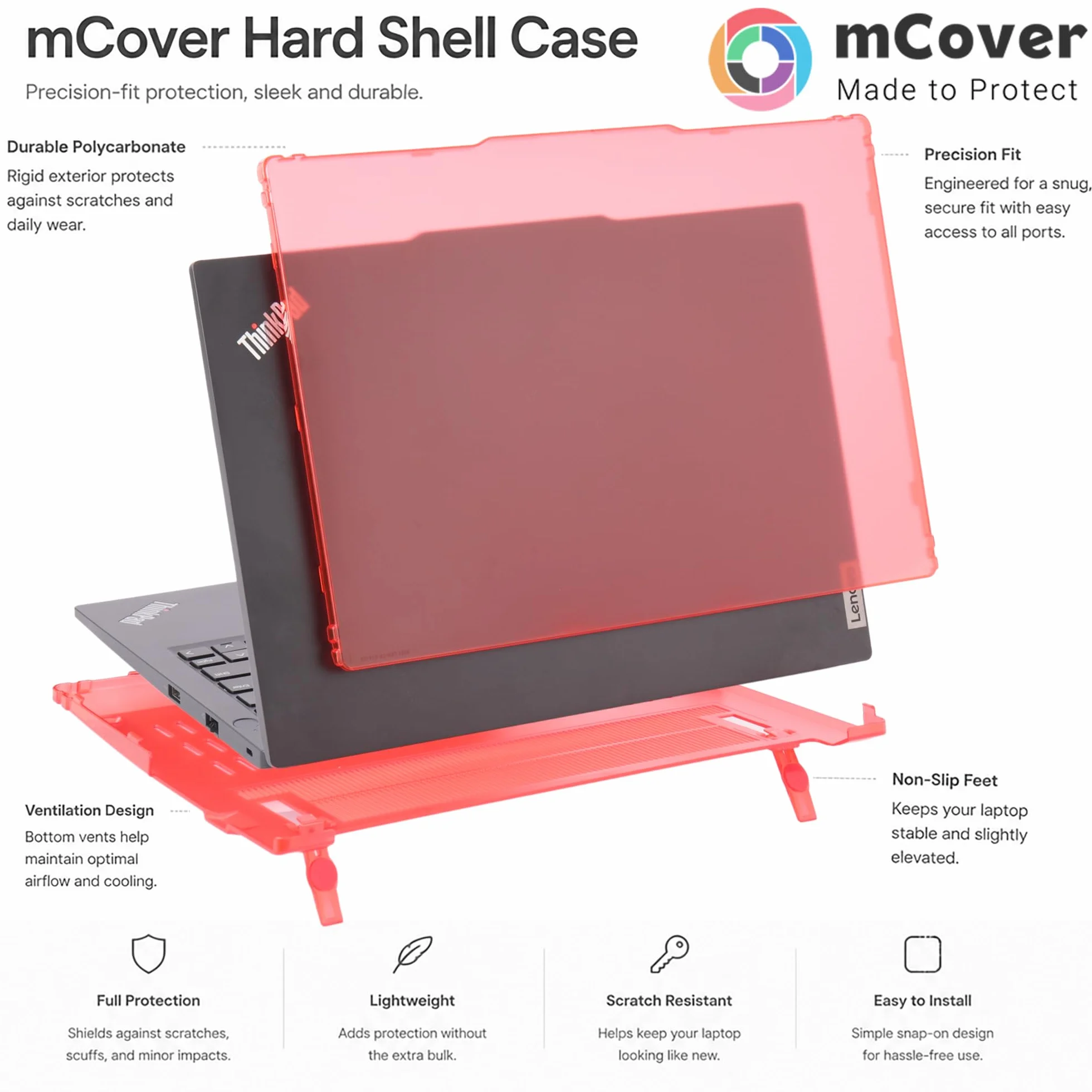 mCover Twarde etui kompatybilne tylko z notebookiem z systemem Windows 2025-2027 35.6 cm Lenovo ThinkPad E14 Gen 7/8 (z zawiasem 180°, nie pasuje do innych modeli Lenovo), różowe
