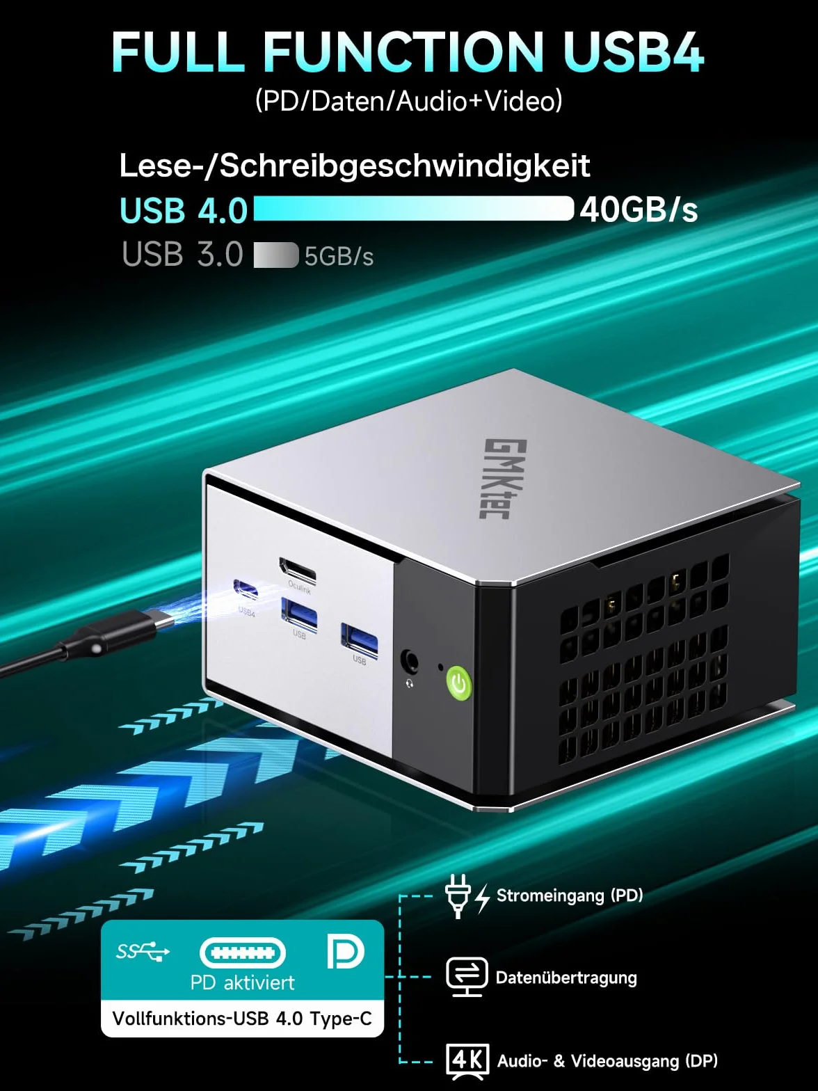 GMKtec Mini PC, M8 Desktop Computer AMD Ryzen 5 PRO 6650H (6C/12T 4.50Ghz) Dual NIC LAN 2.5GbE, 16GB LPDDR5 RAM + 512GB Hard Drive PCle SSD, Oculink, USB4, HDMI, USB-C
