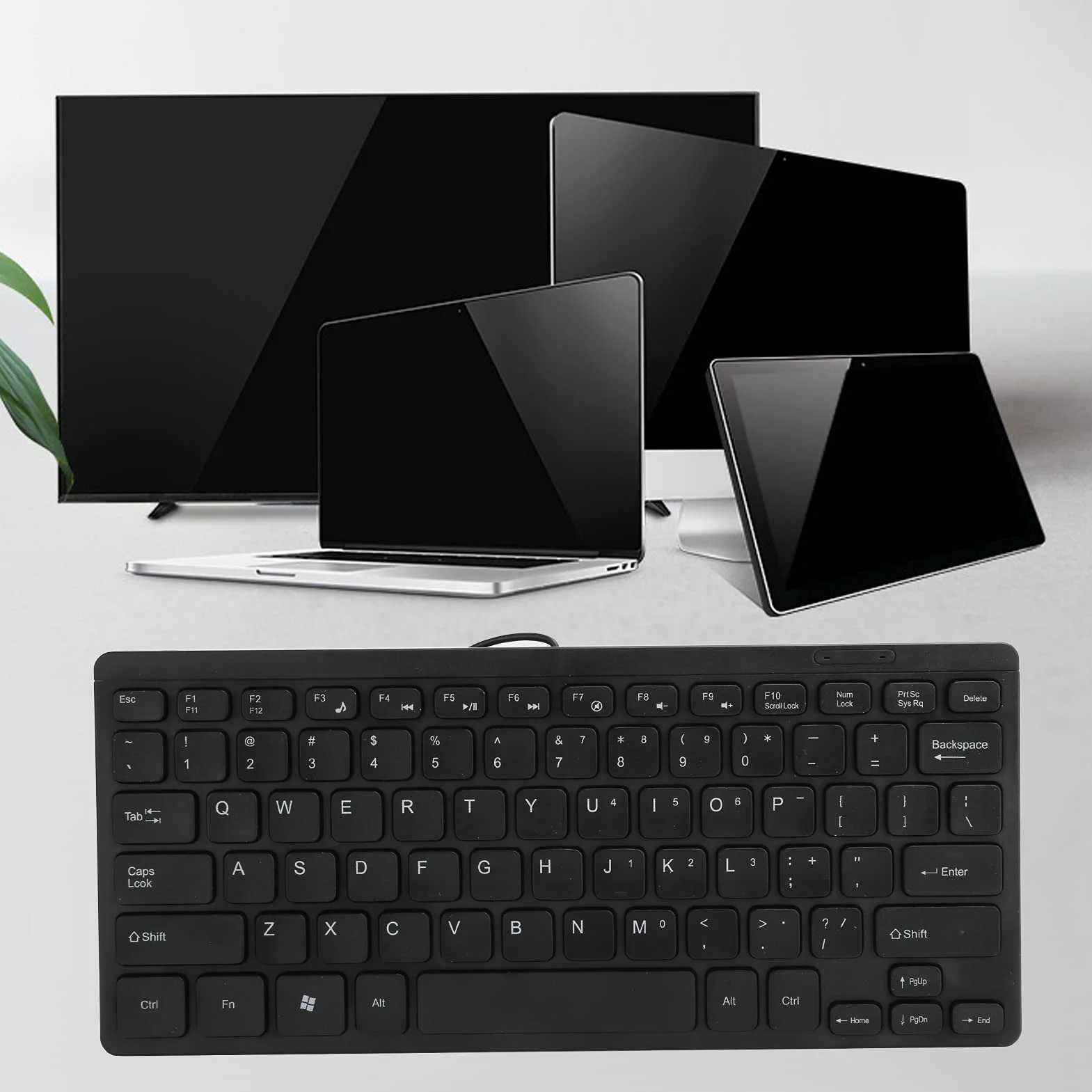 Przewodowa Klawiatura USB Mini Slim Keyboard, Mała Kompaktowa Prosta Wodoodporna Klawiatura Biznesowa do Laptopa i Komputera Stacjonarnego, Plug And Play (z Kablem 1,1 M / 3,6 Stopy)
