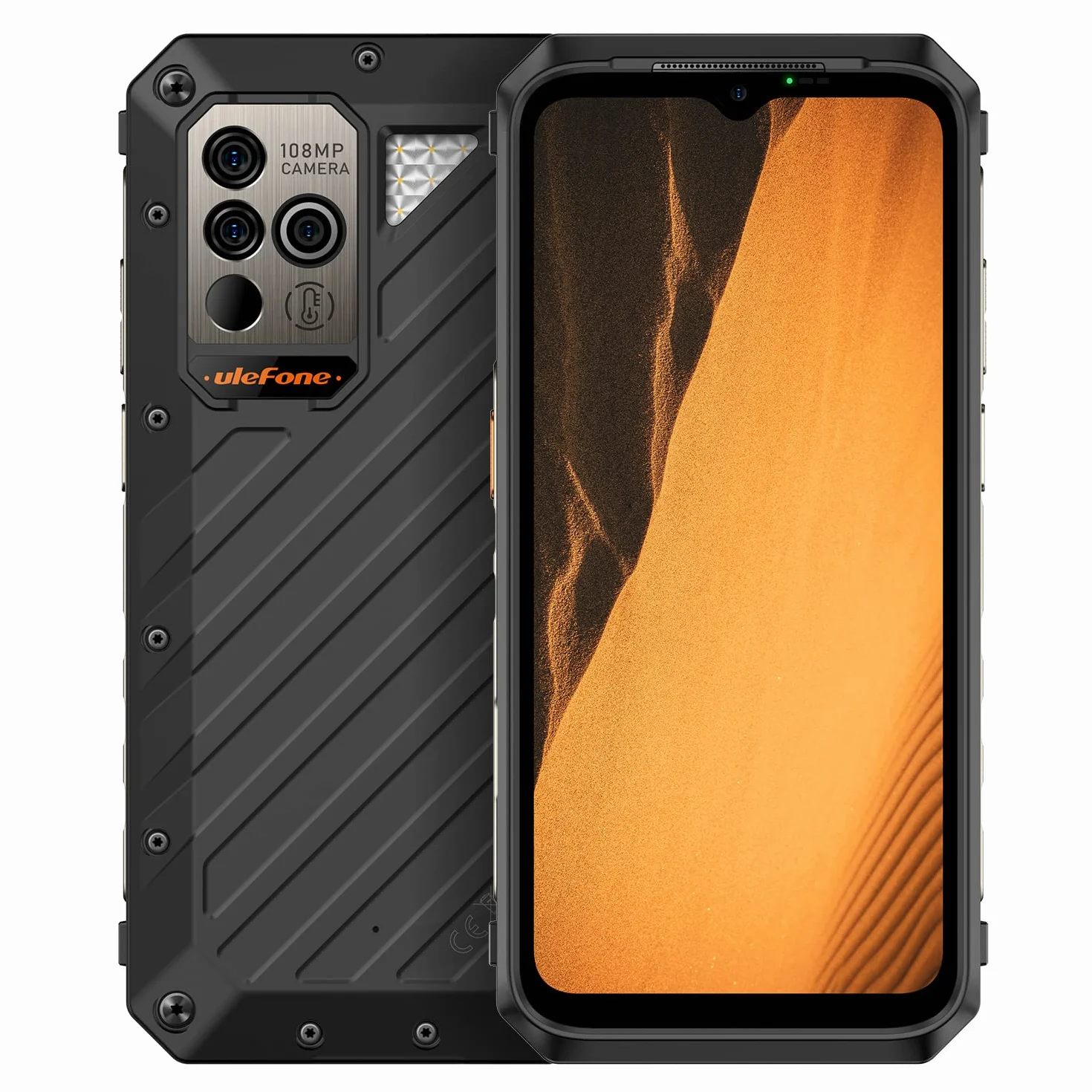 Ulefone Niezniszczalny smartfon Power Armor 19, aparat 108 MP, 12 GB 256 GB, 6,58 cala, 120 Hz FHD, wodoodporny telefon komórkowy z systemem Android 12, wodoodporny IP68, Dual SIM, termometr