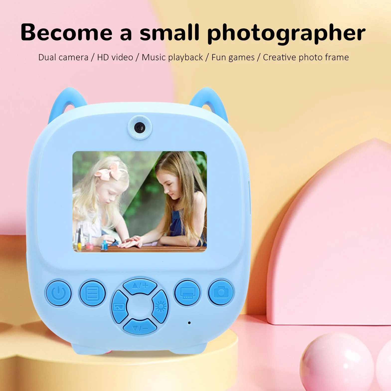 Instant Print Camera, 48MP 1080p Termiczny Druk Bez Atramentu, Przenośne Prezenty Aparatu Cyfrowego dla Dziewcząt Chłopców (BLUE)