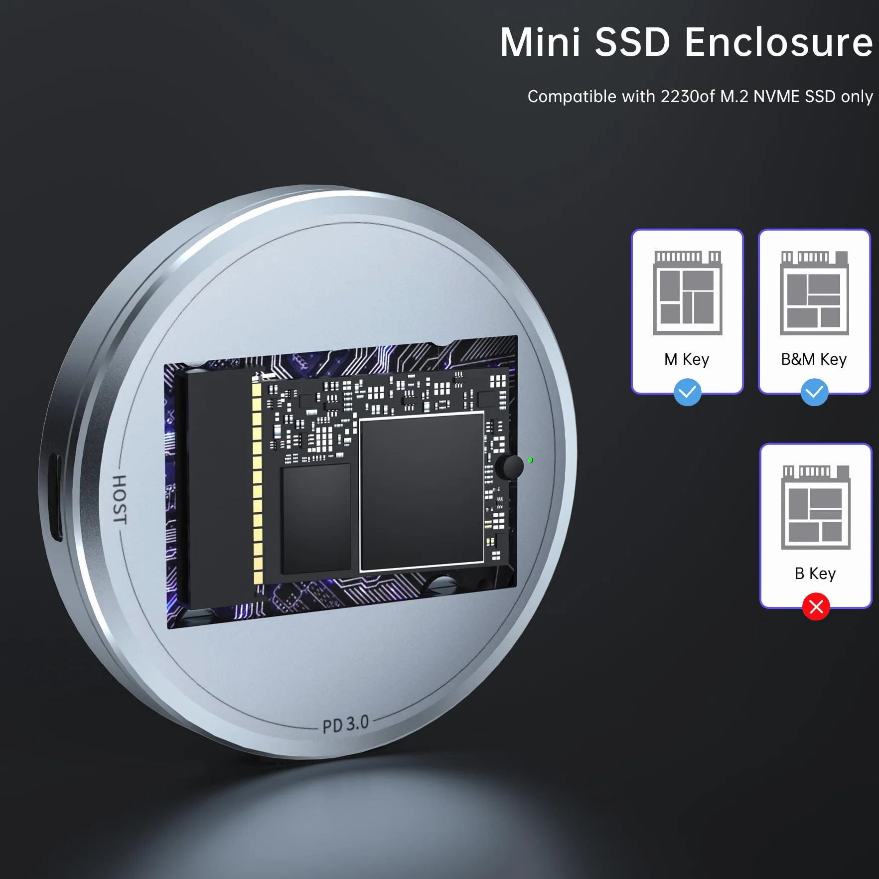 YCE M.2 2230 NVMe SSD Obudowa dla iPhone 15/16 Series USB C 3.2 Gen 2/Gen 3 do NVMe PCI-E SSD Obudowa Adapter zewnętrzna obudowa SSD z Magsafe i PD3.0 dla MacBooka, iPada Pro, Android