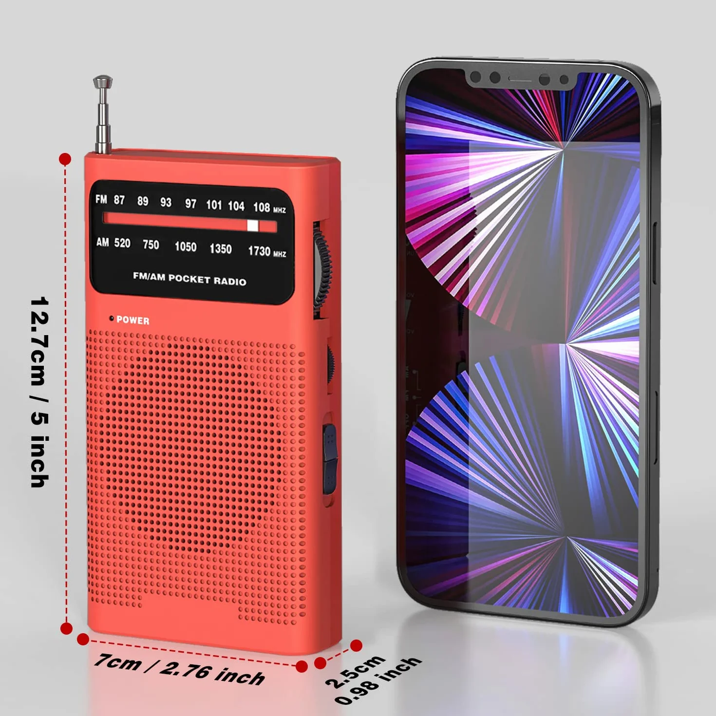 Tendak Radio kieszonkowe FM/AM na baterie AA, małe radio z dużym odbiorem