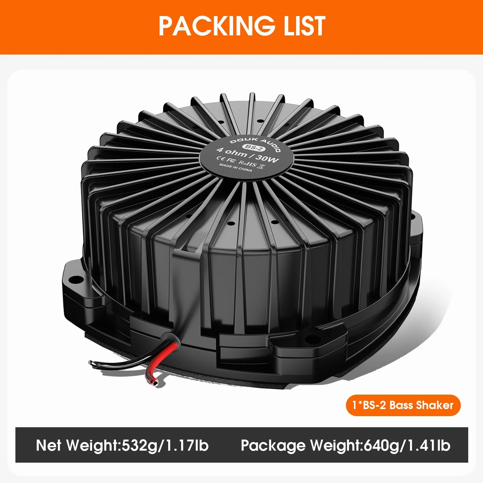 Douk Audio BS-2 Bass Shaker Przetwornik taktyczny | Głośnik niskotonowy subwoofer, kino domowe, samochód audio, wrażenia wibracyjne w fotelu gamingowym