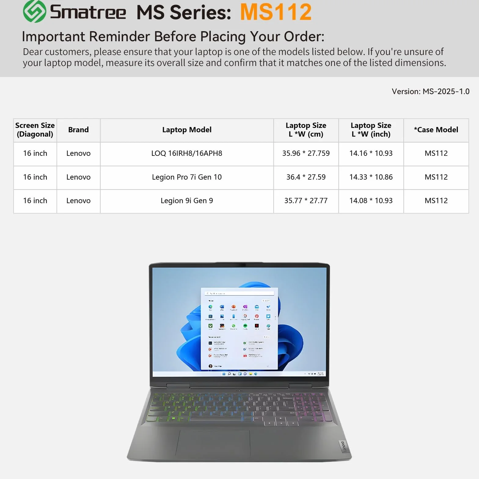 Smatree MS112 Twarde etui ochronne EVA ze stojakiem kompatybilne z laptopem do gier Lenovo Legion Pro 7i Gen 10, do laptopa do gier 40.6 cm Legion 9i Gen 9, do laptopa do gier LOQ 16IRH8/16APH8 40.6