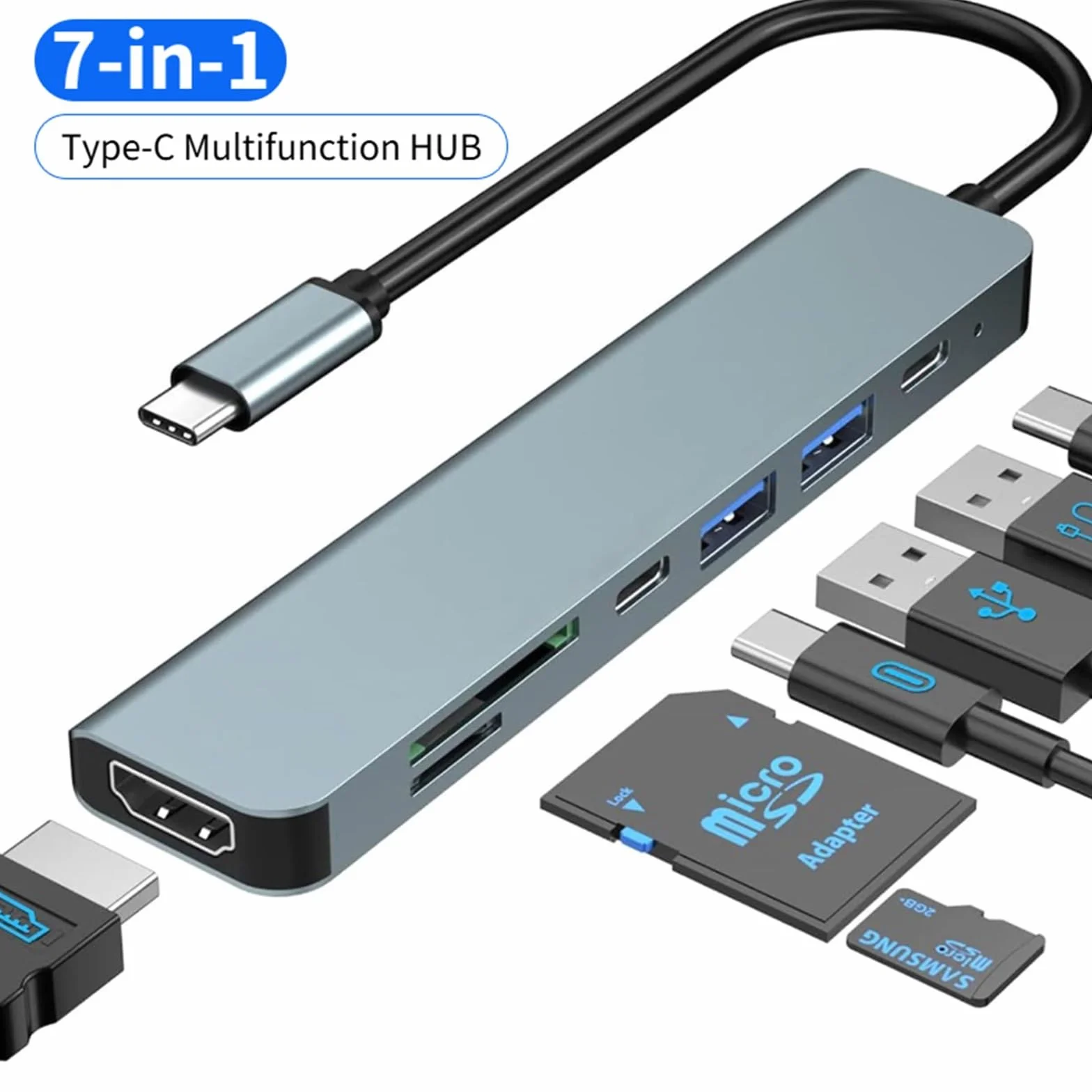 Stacja dokująca USB C HUB typu C do HDMI 4K 30Hz z przyciskiem wyłączania ekranu USB 3.0 5 Gb/s HUB 87 W szybkie ładowanie (6 w 1)