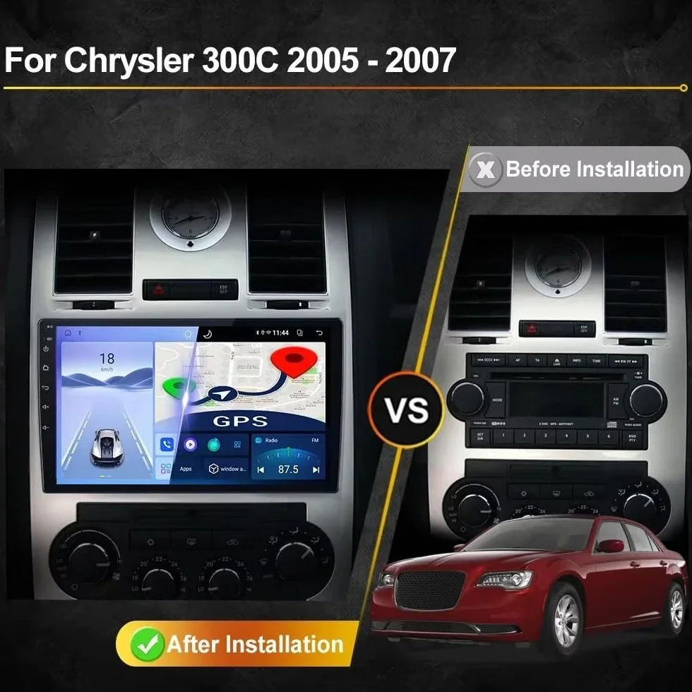 Car Stereo dla Chrysler 300C 2005-2007 9 Inch Android 15 Car Play Screen with Wireless Carplay Android Auto For, 4 Core 4G+64G