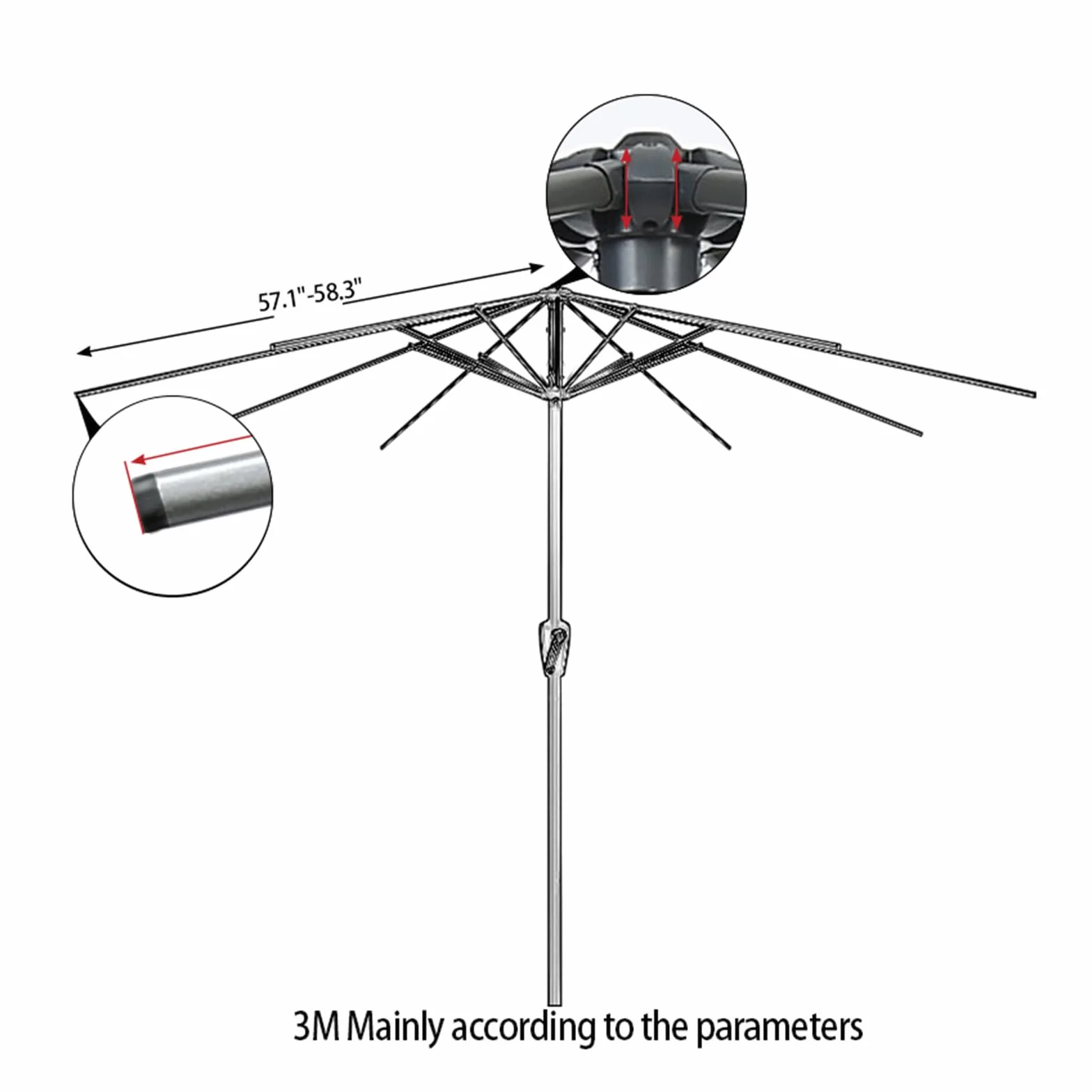 Kyaoayo Tkanina parasola i osłona baldachimu - ochrona przed promieniowaniem UV, zamiennik parasola stołowego na zewnątrz, Khaki, 3 m/8 Rippen